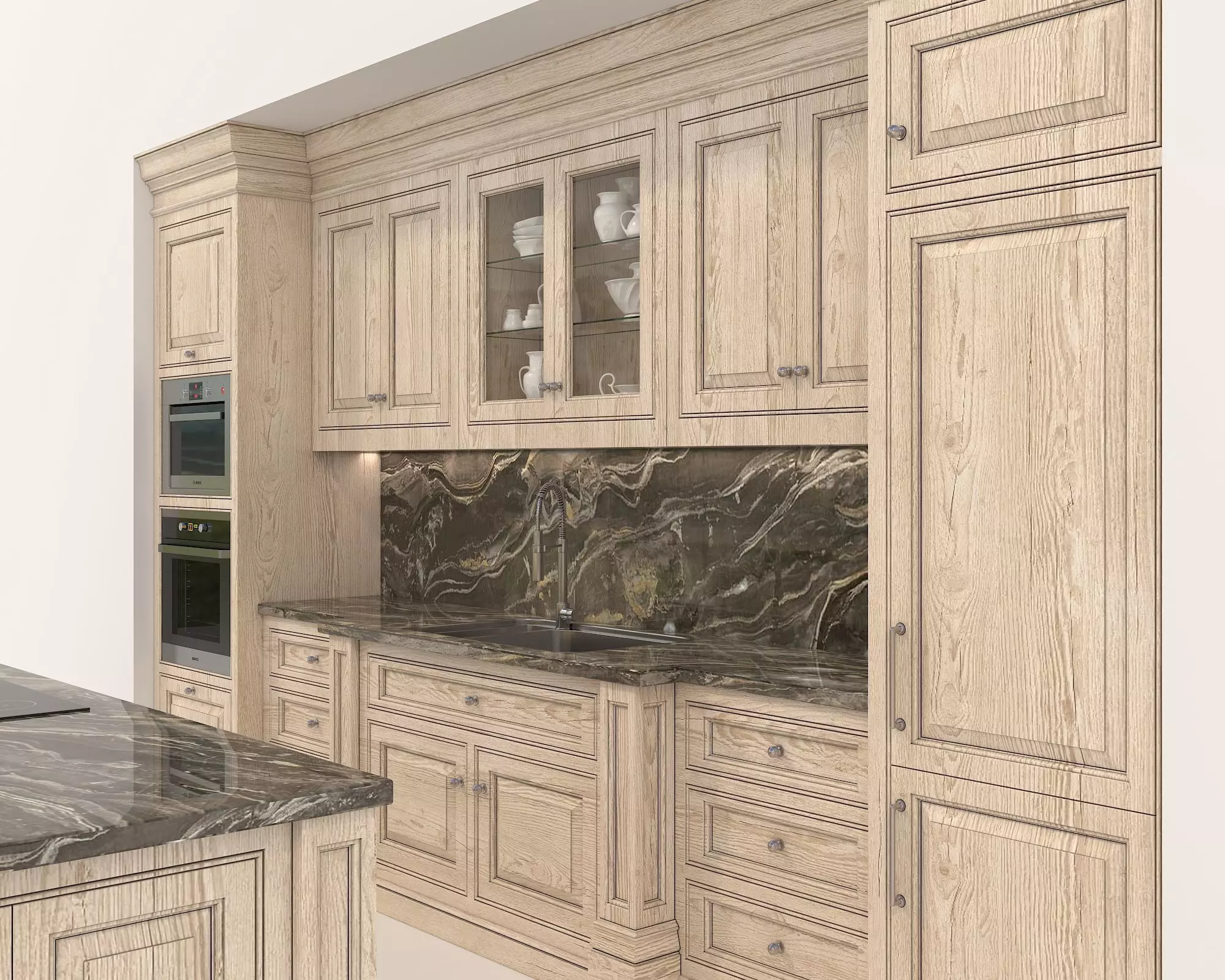 Classic European style Kitchen Cabinet 18 3D model_4