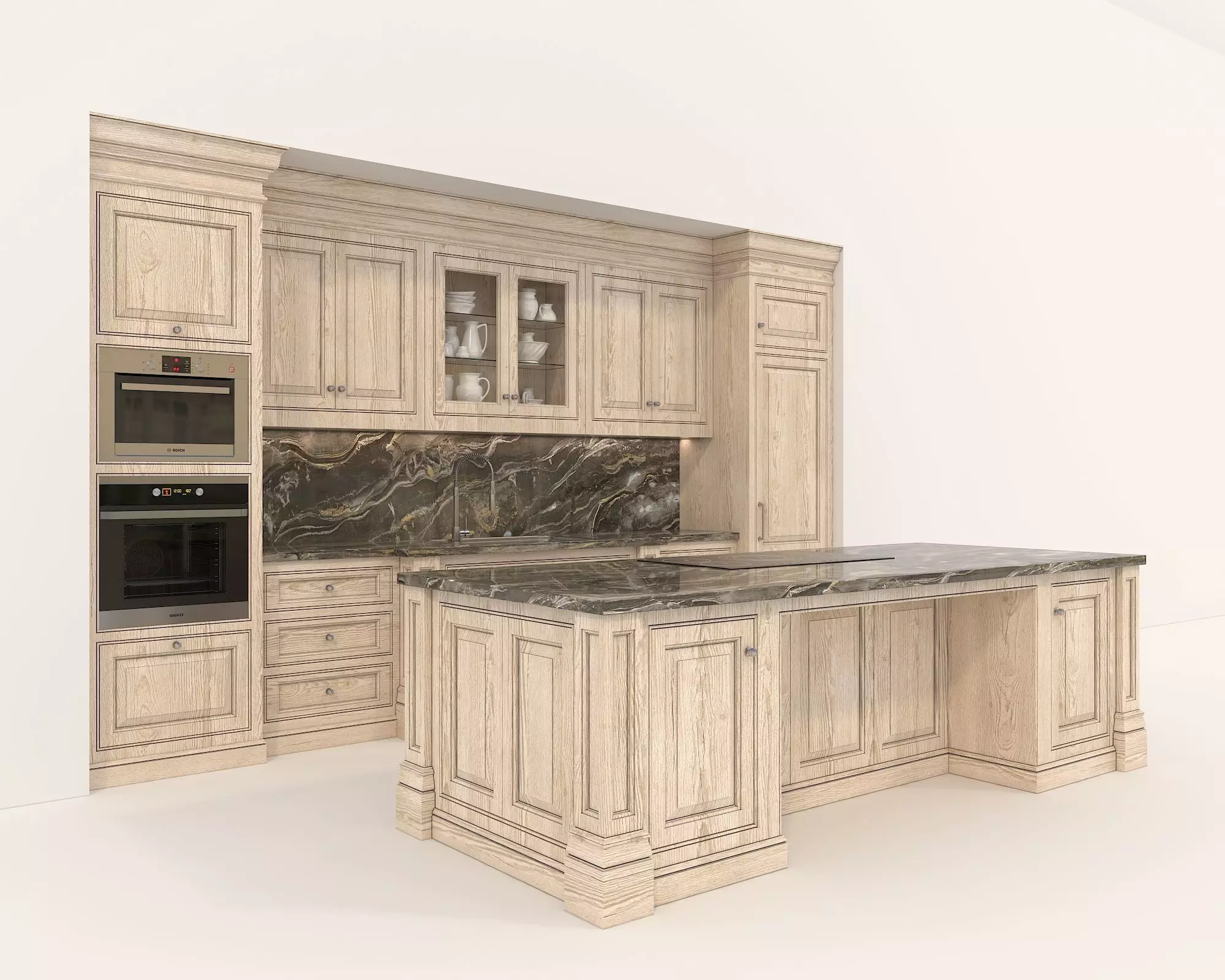 Classic European style Kitchen Cabinet 18 3D model_2