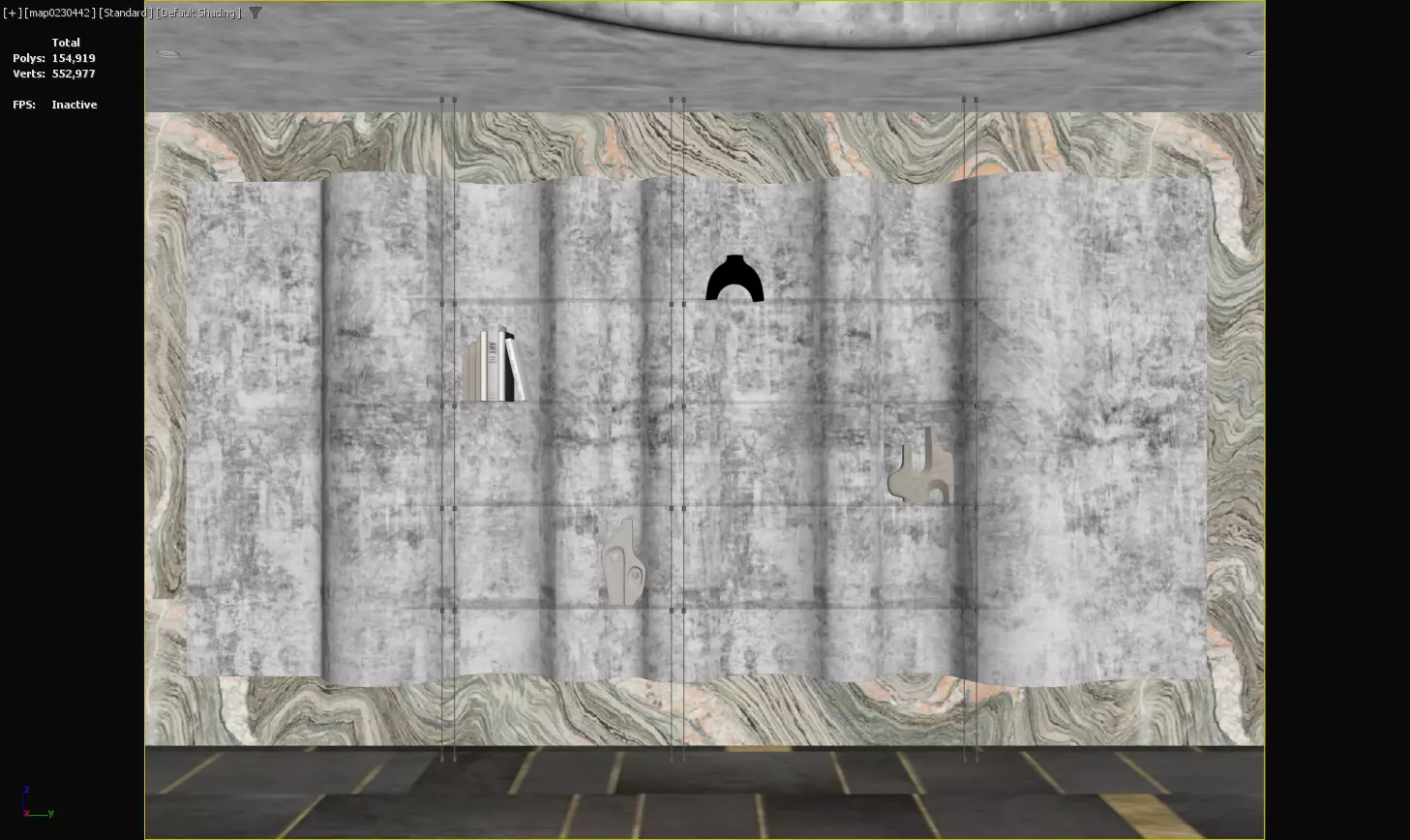 Luxury Wall-Mounted Display Shelf with Artistic Decor Low-poly 3D model_1