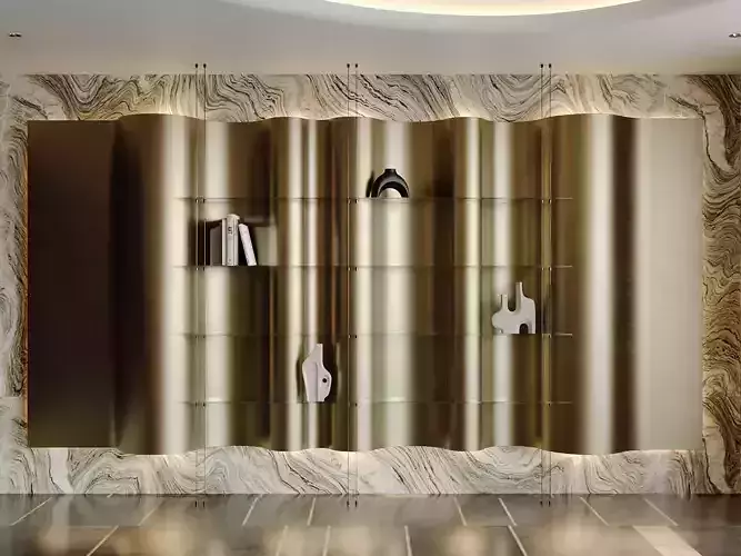 Luxury Wall-Mounted Display Shelf with Artistic Decor