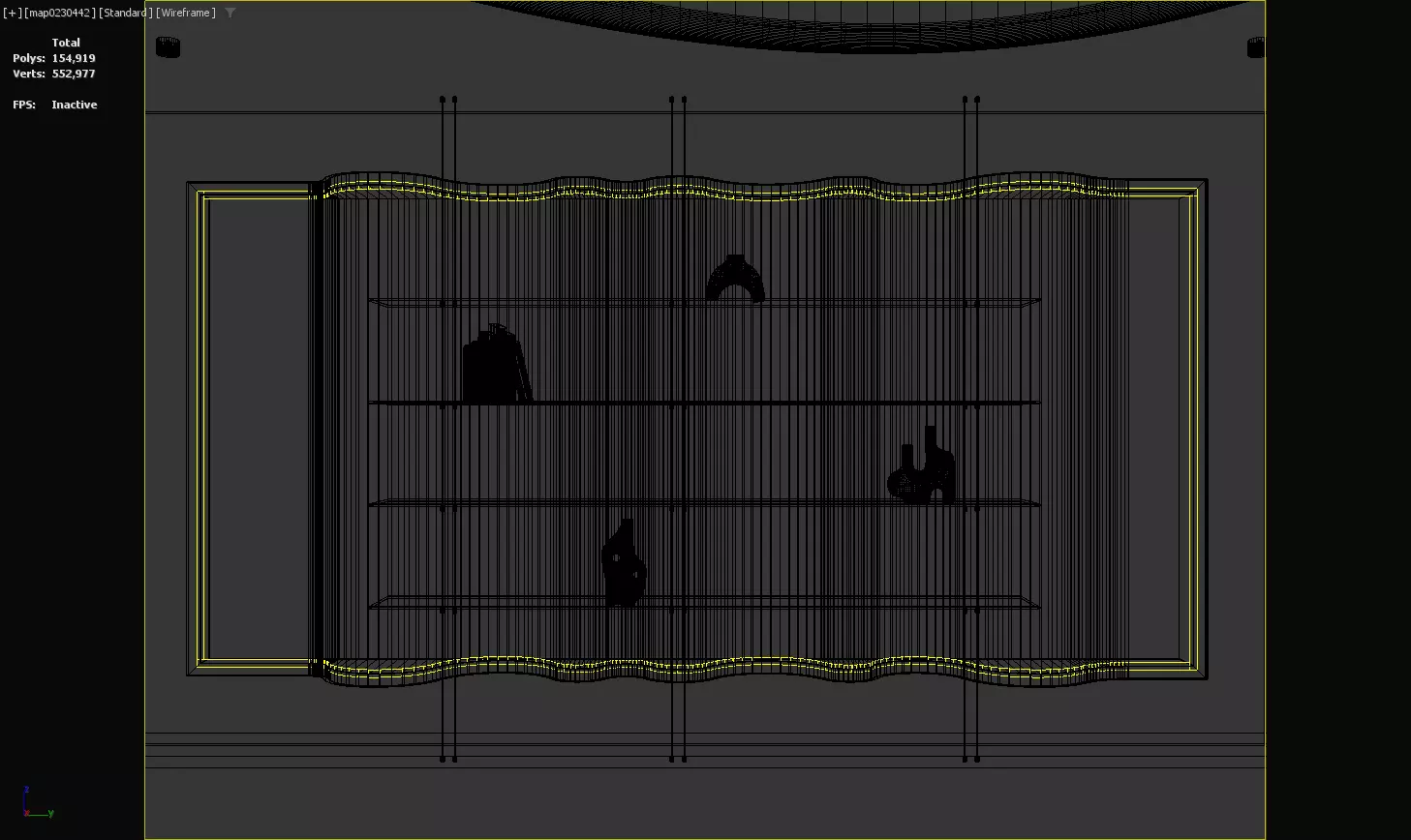 Luxury Wall-Mounted Display Shelf with Artistic Decor Low-poly 3D model_2