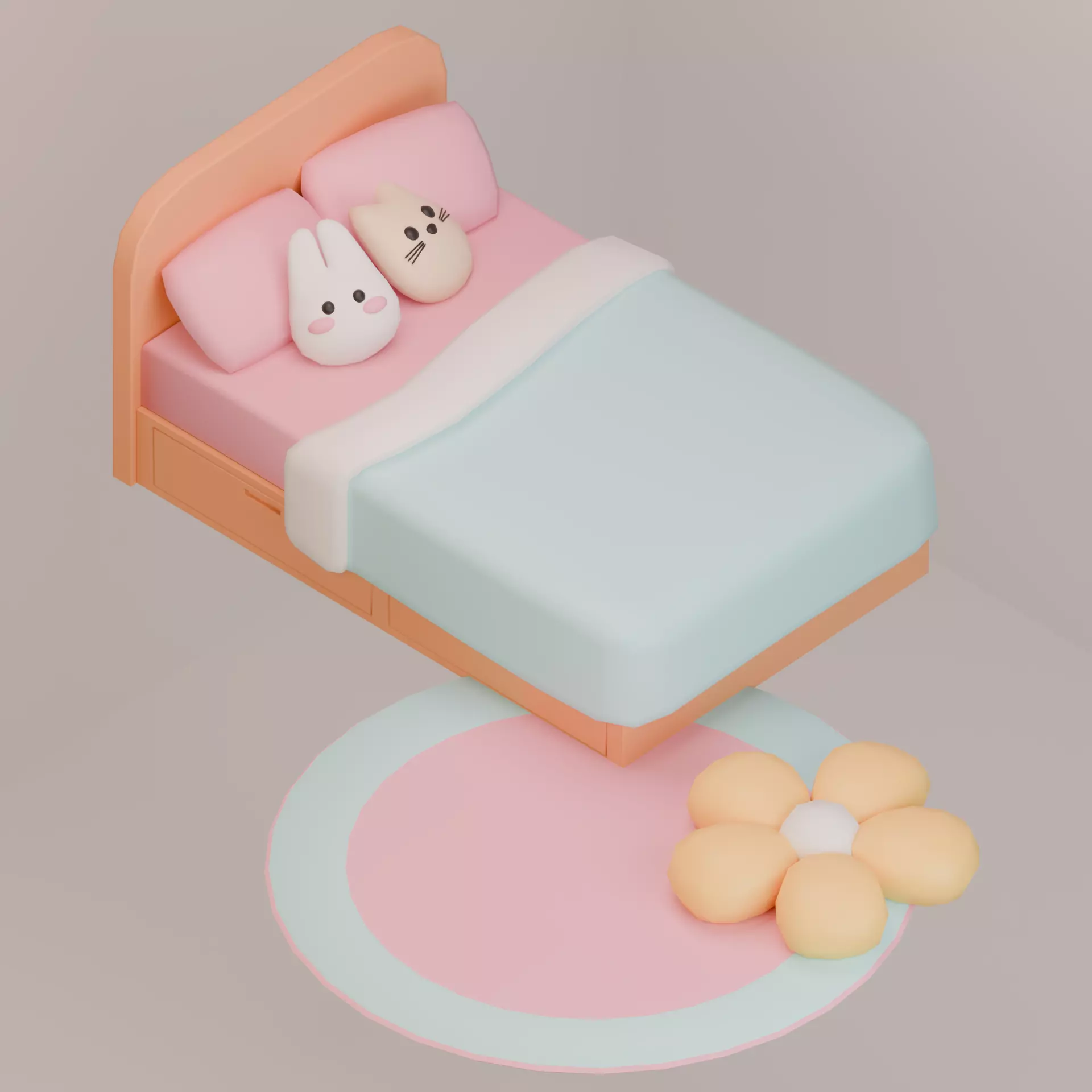 Low Poly Pastel Bedroom Asset Pack Low-poly 3D model_0