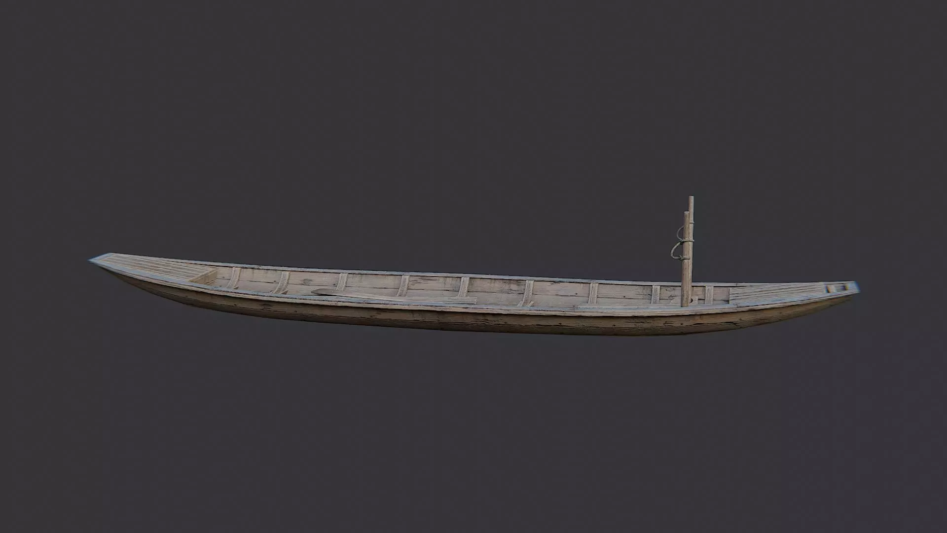 Sampan boat wooden watercraft Low-poly 3D model_2