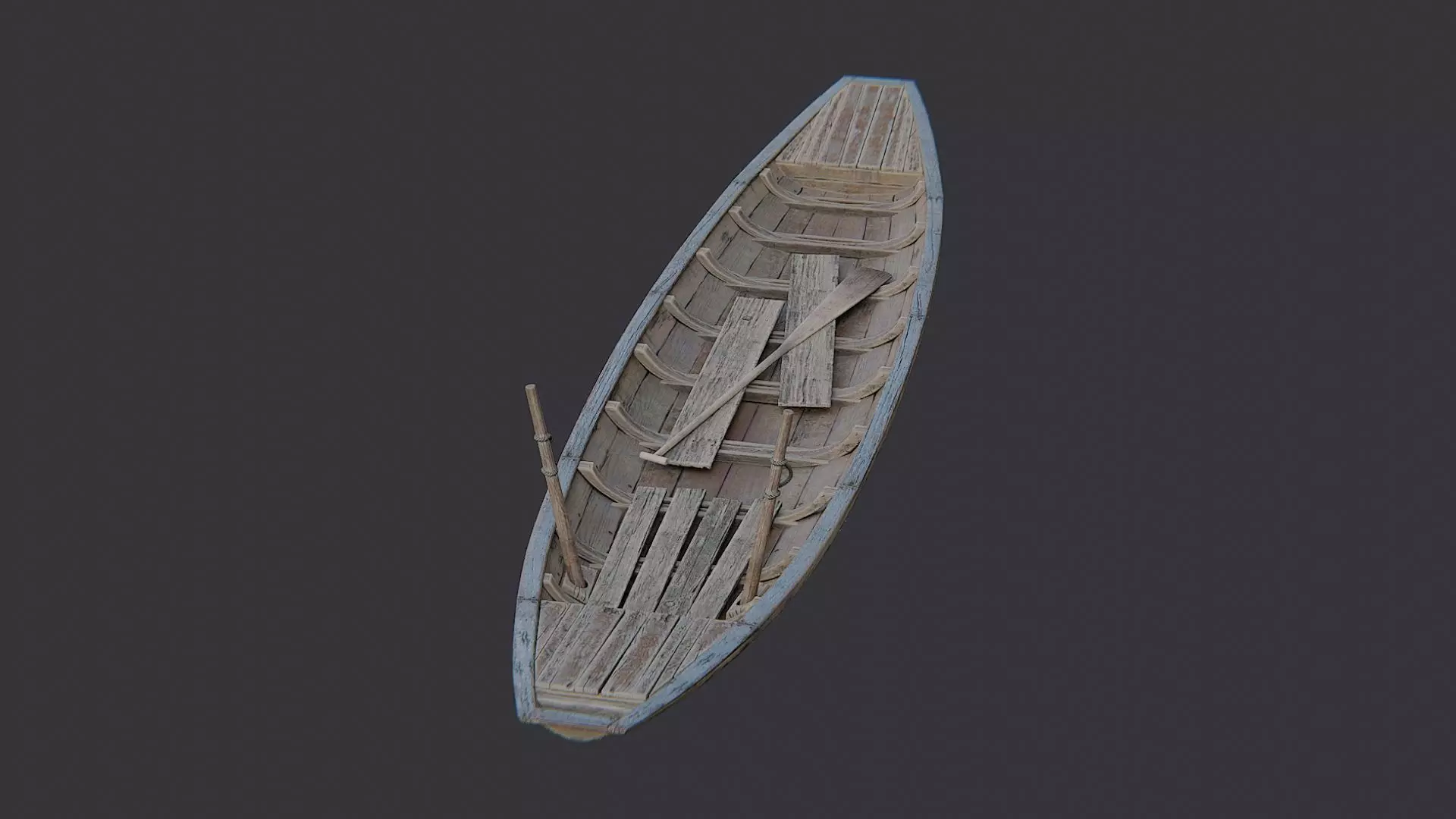 Sampan boat wooden watercraft Low-poly 3D model_3