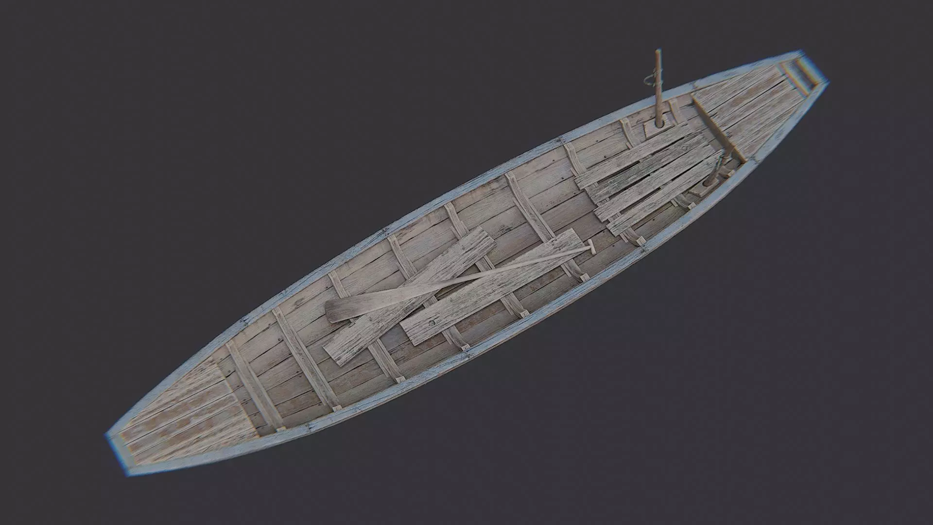 Sampan boat wooden watercraft Low-poly 3D model_4