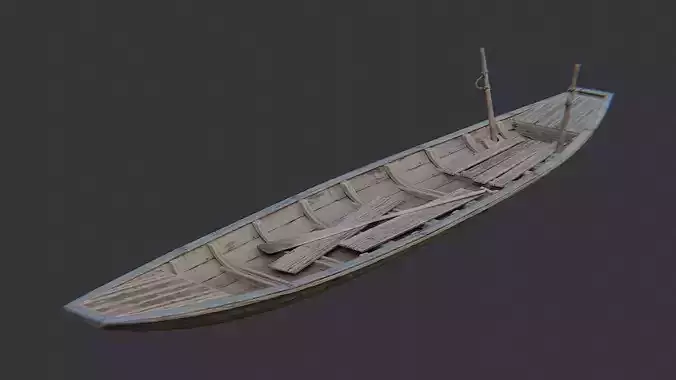 Sampan boat wooden watercraft Low-poly 3D model Sampan boat wooden watercraft Low-poly 3D model
