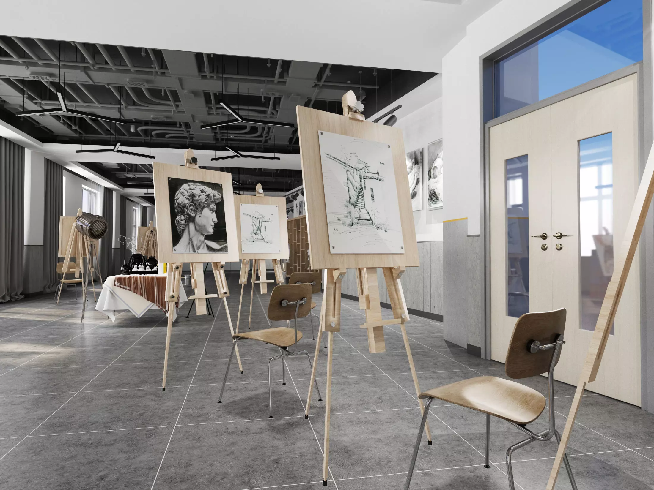 art studio Low-poly 3D model_4