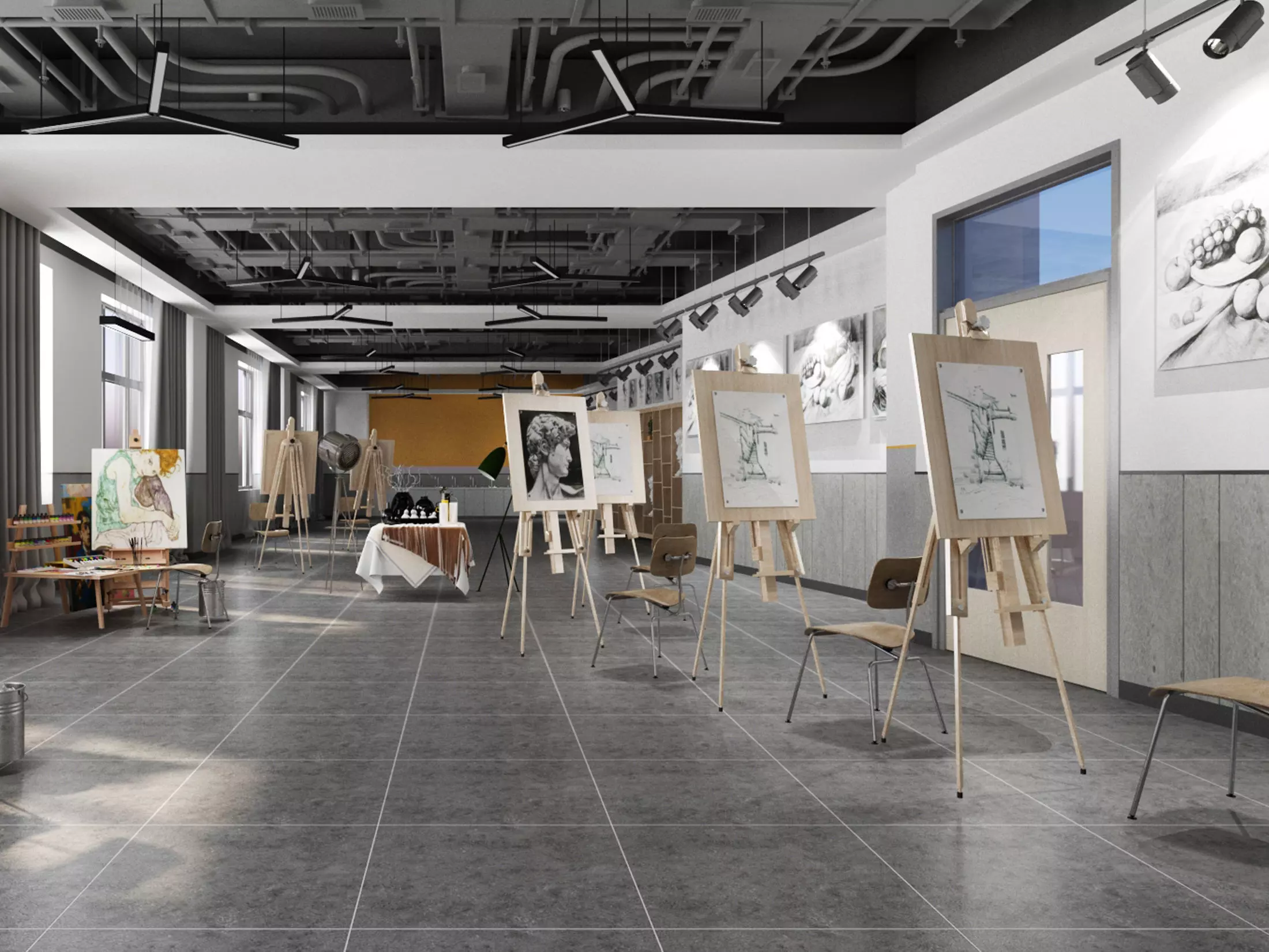 art studio Low-poly 3D model_3