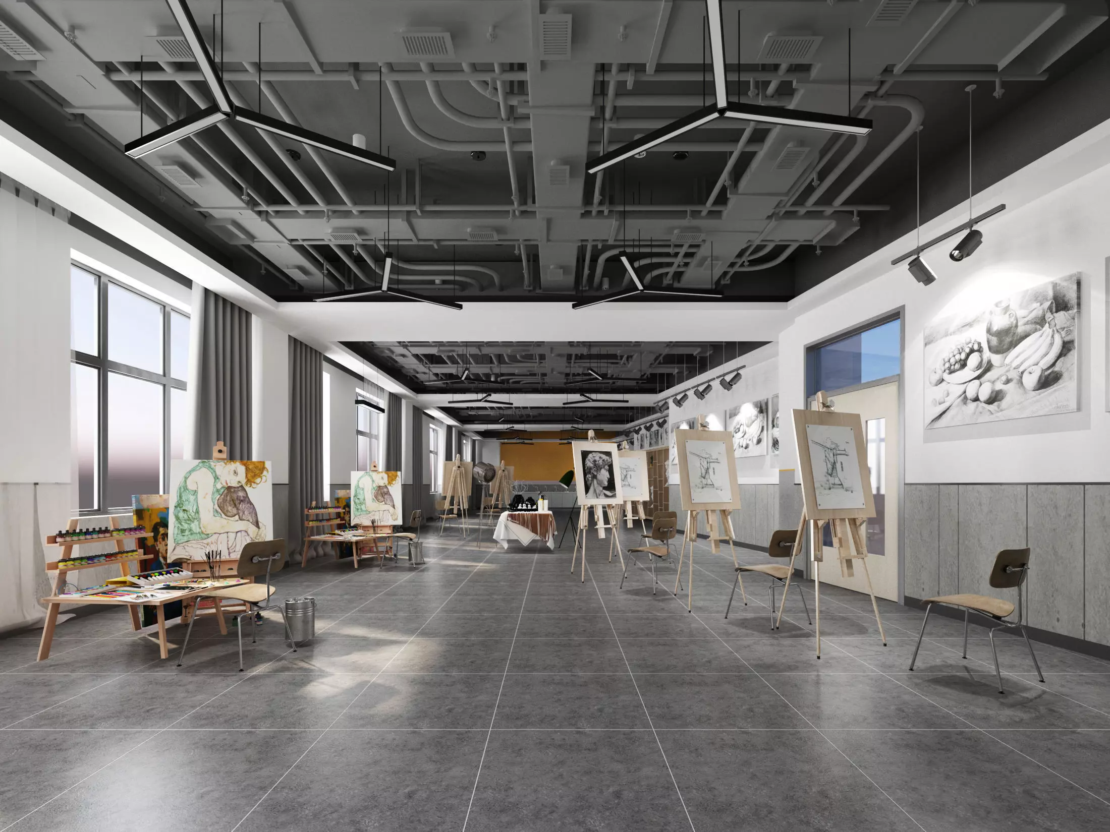 art studio Low-poly 3D model_0