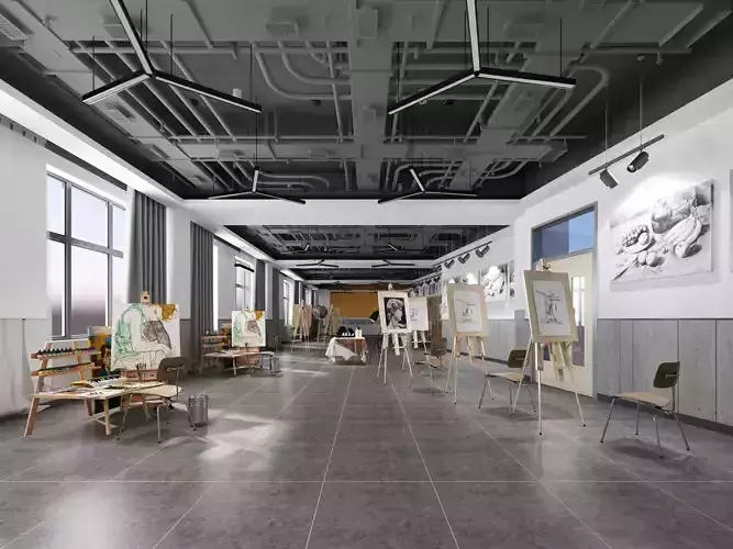 art studio Low-poly 3D model art studio Low-poly 3D model