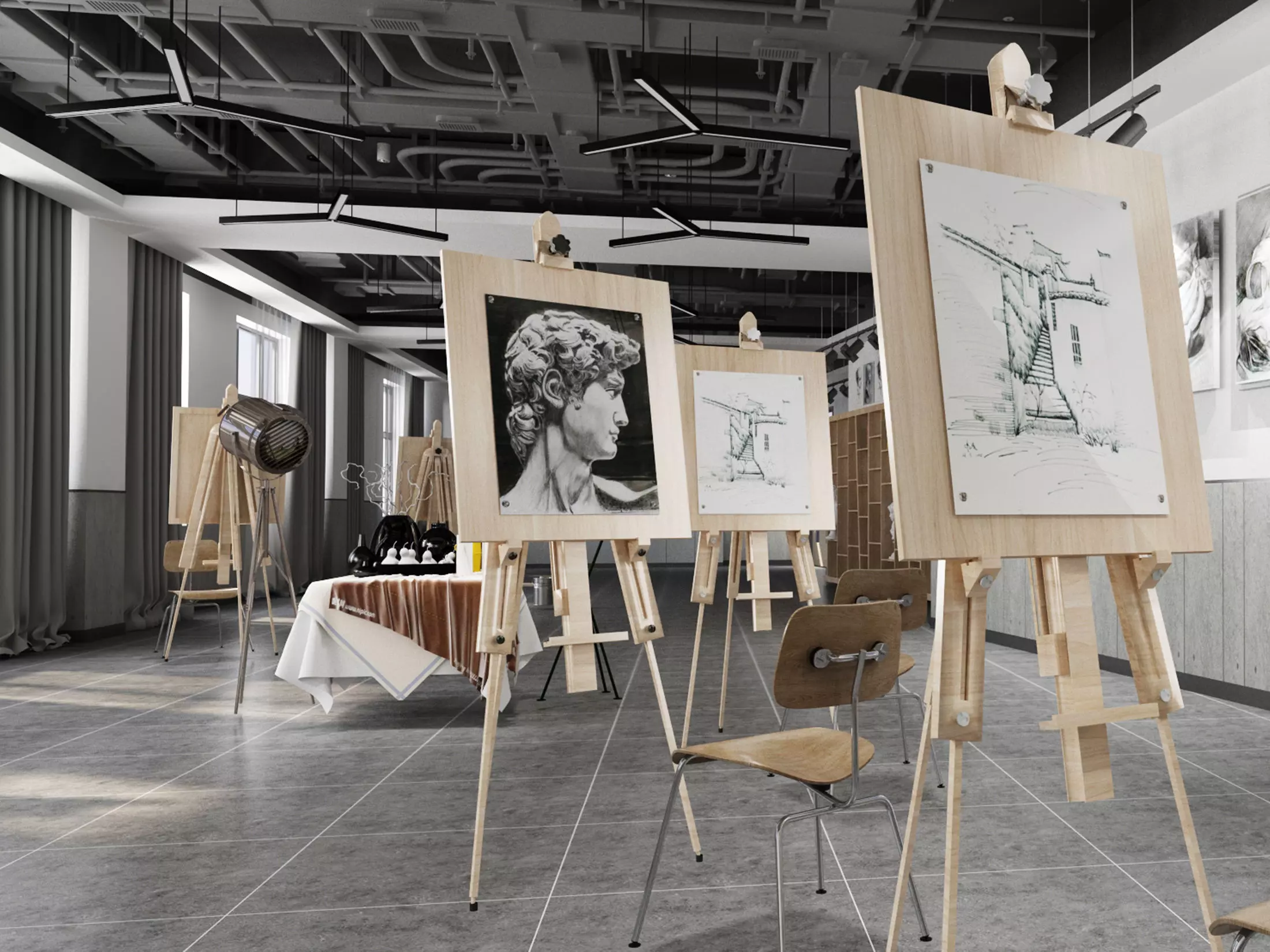 art studio Low-poly 3D model_5