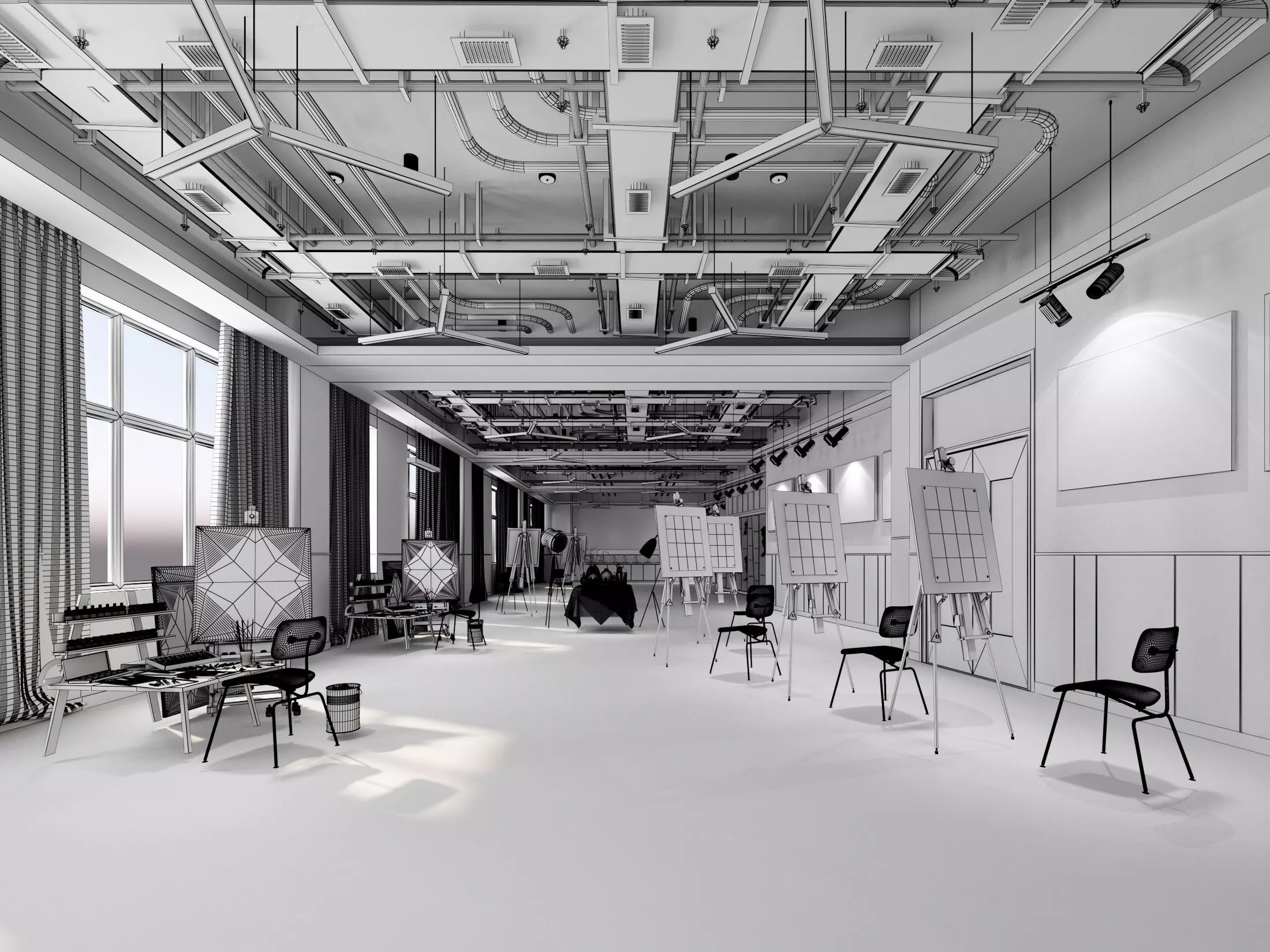 art studio Low-poly 3D model_9