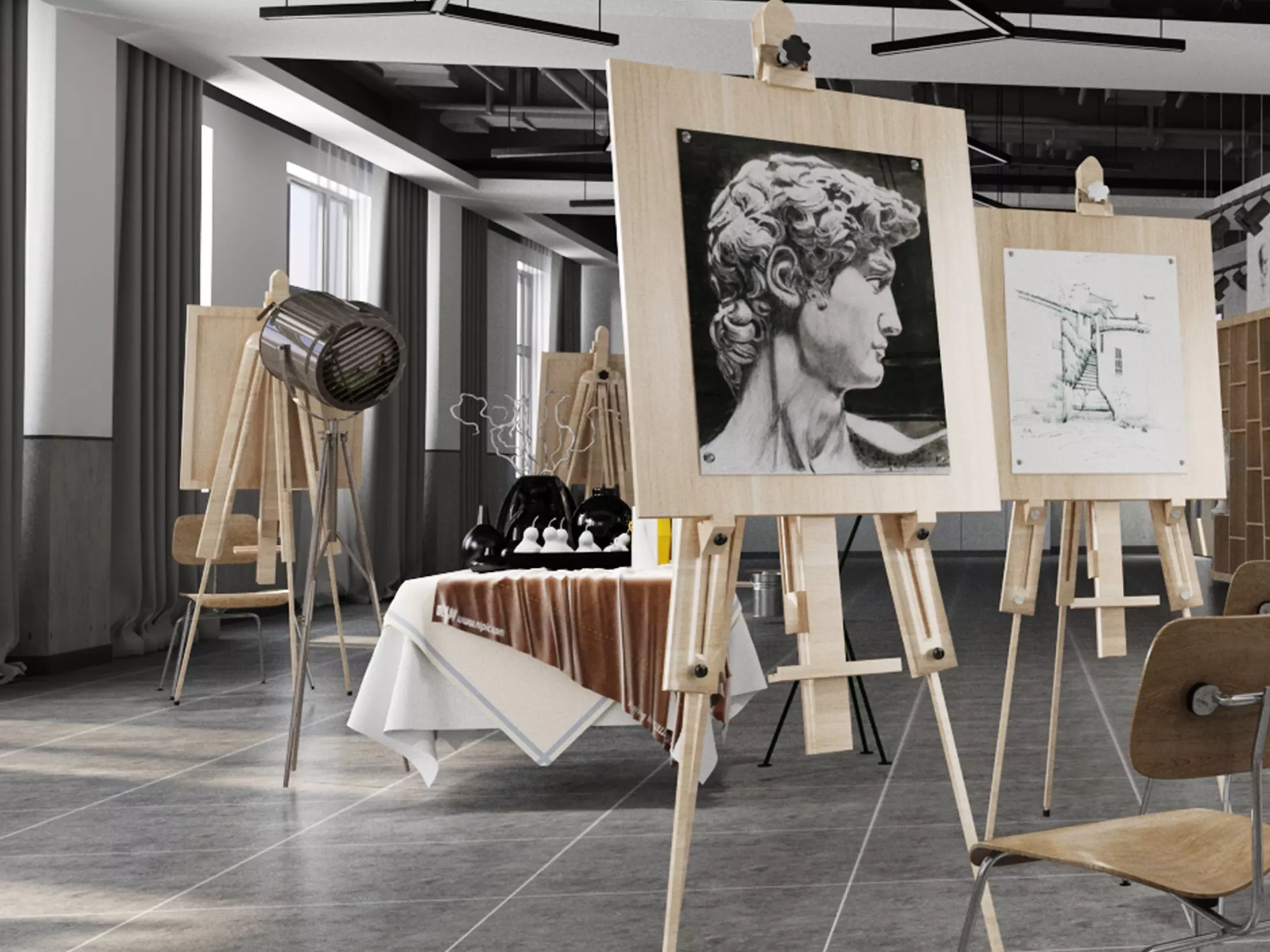 art studio Low-poly 3D model_7