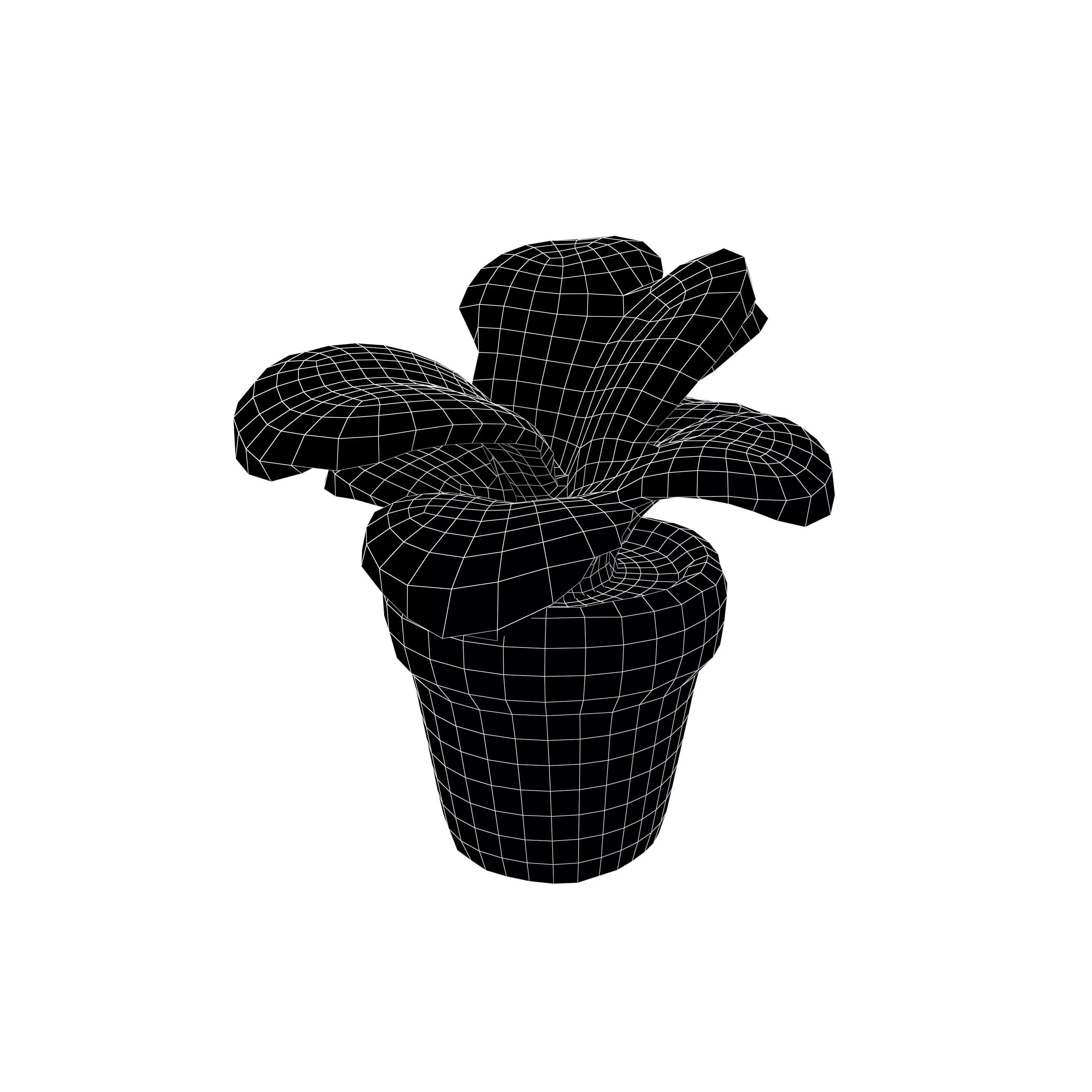 Cartoon Potted Plant v2 001 Low-poly 3D model_4