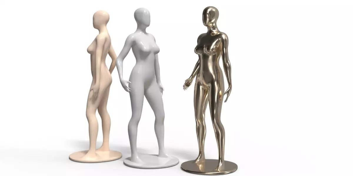 Simple Female Mannequin Set Free low-poly 3D model_0