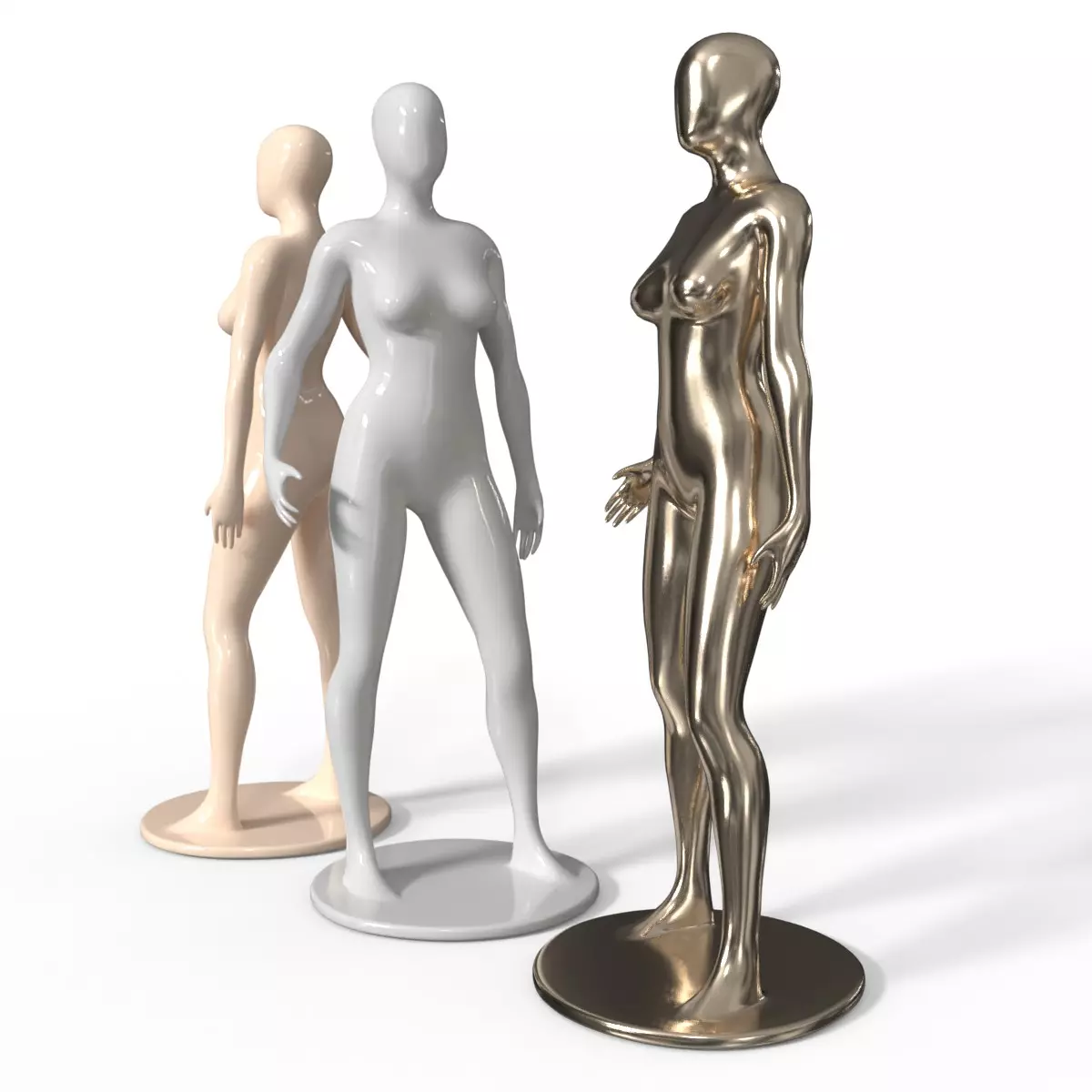 Simple Female Mannequin Set Free low-poly 3D model_2