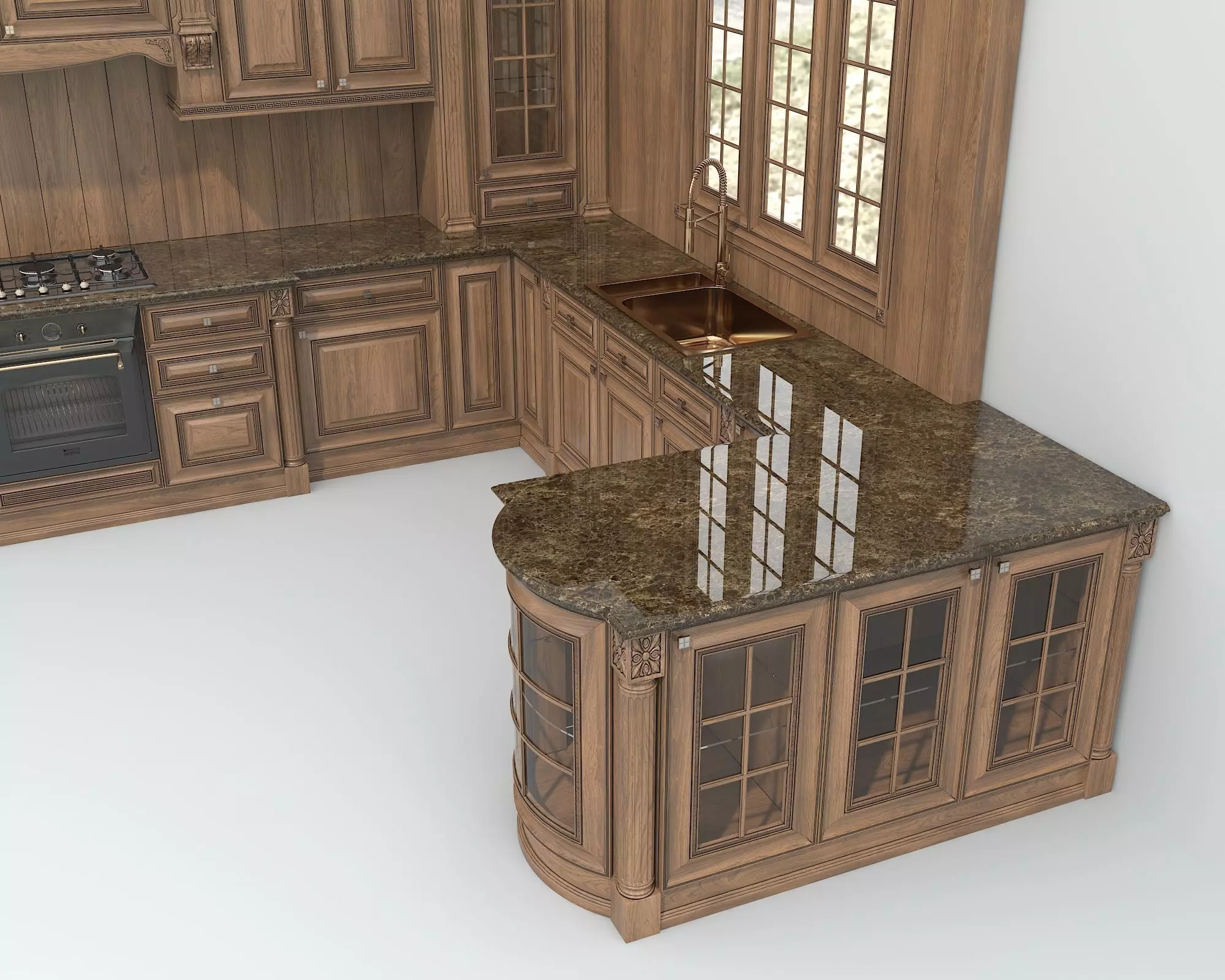 Classic European style Kitchen Cabinet 24 3D model_4