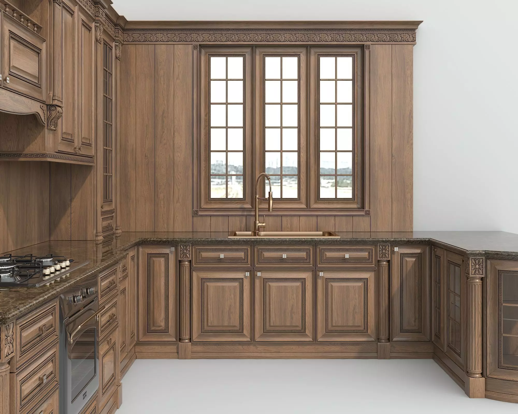Classic European style Kitchen Cabinet 24 3D model_7