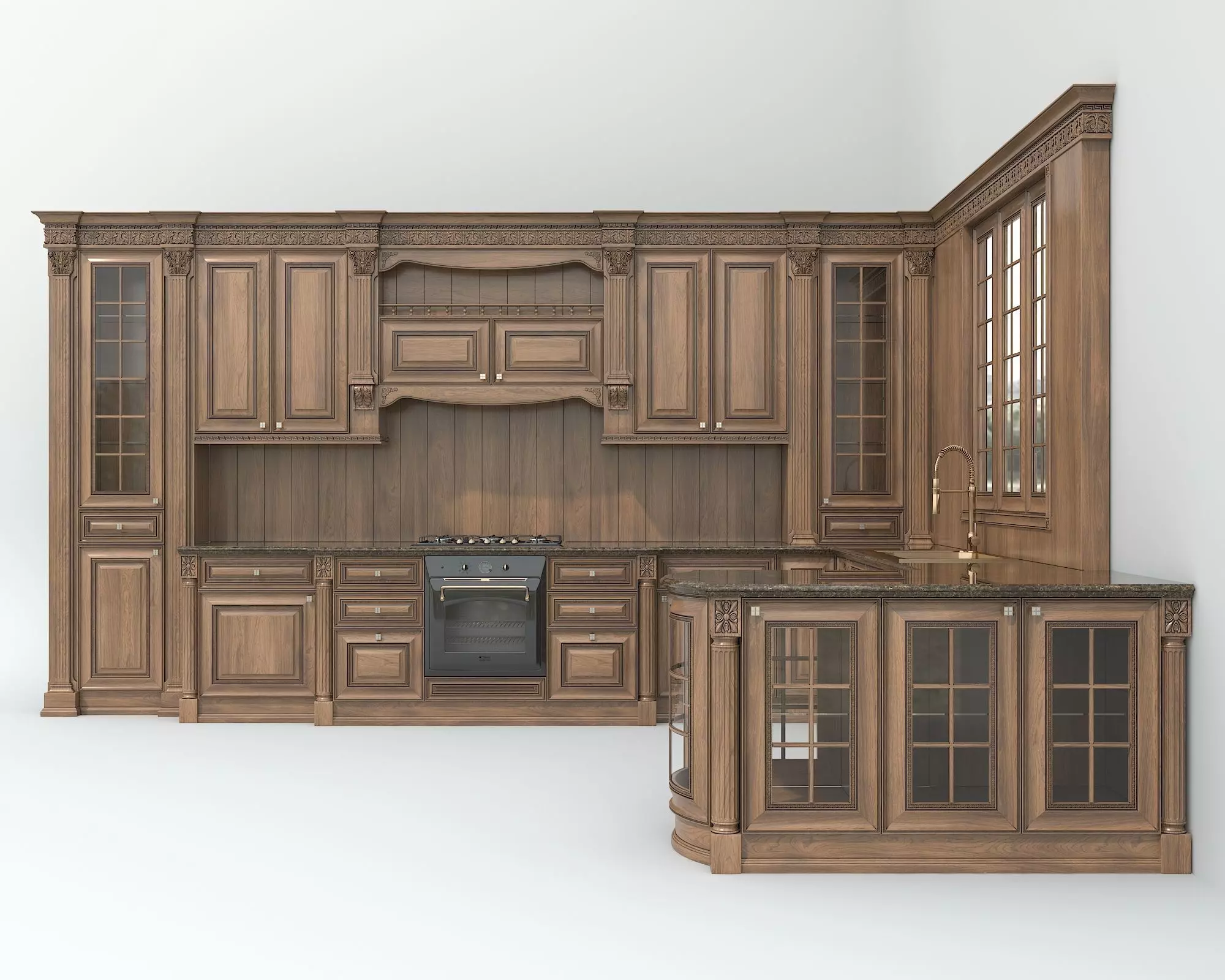 Classic European style Kitchen Cabinet 24 3D model_1