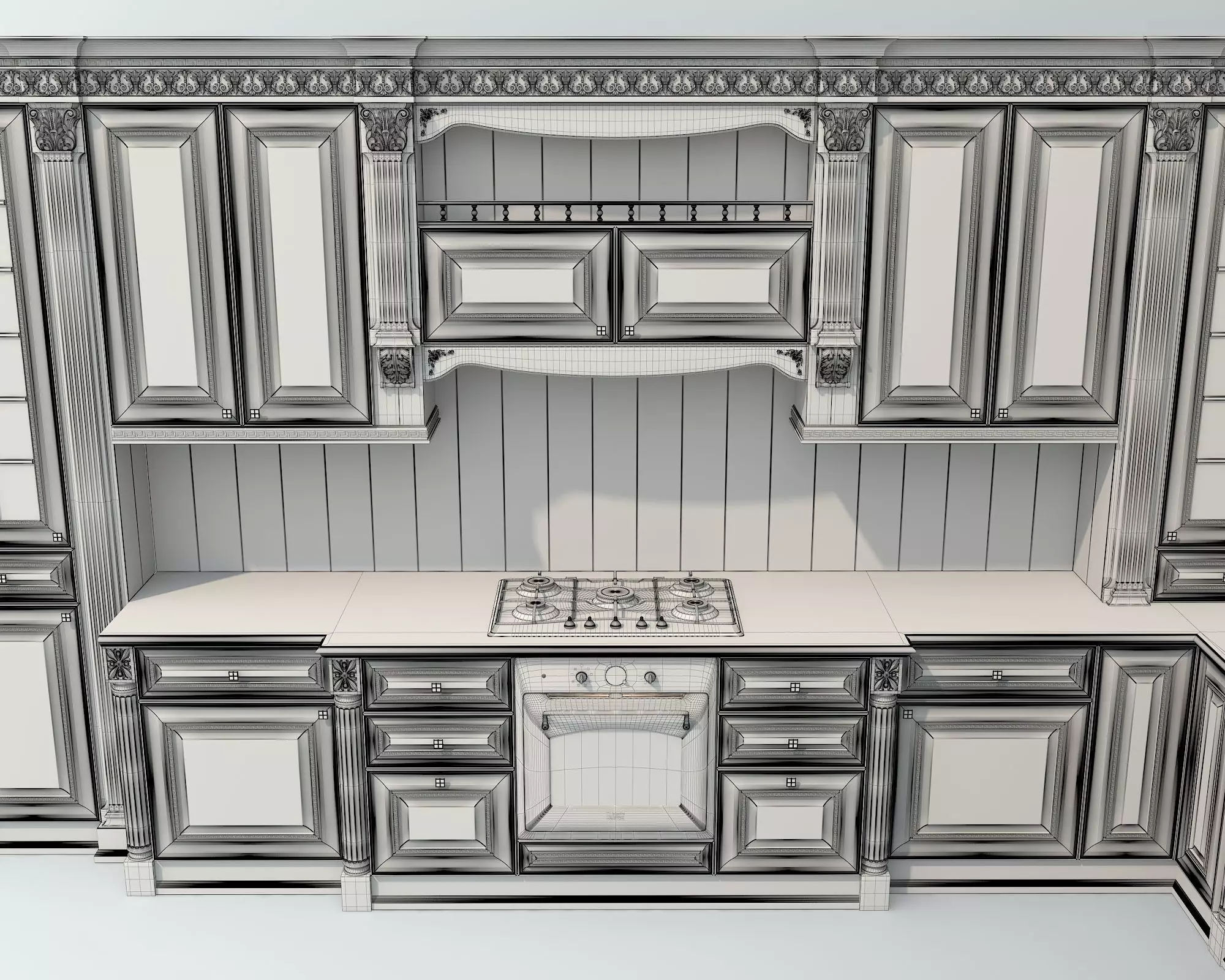 Classic European style Kitchen Cabinet 24 3D model_10