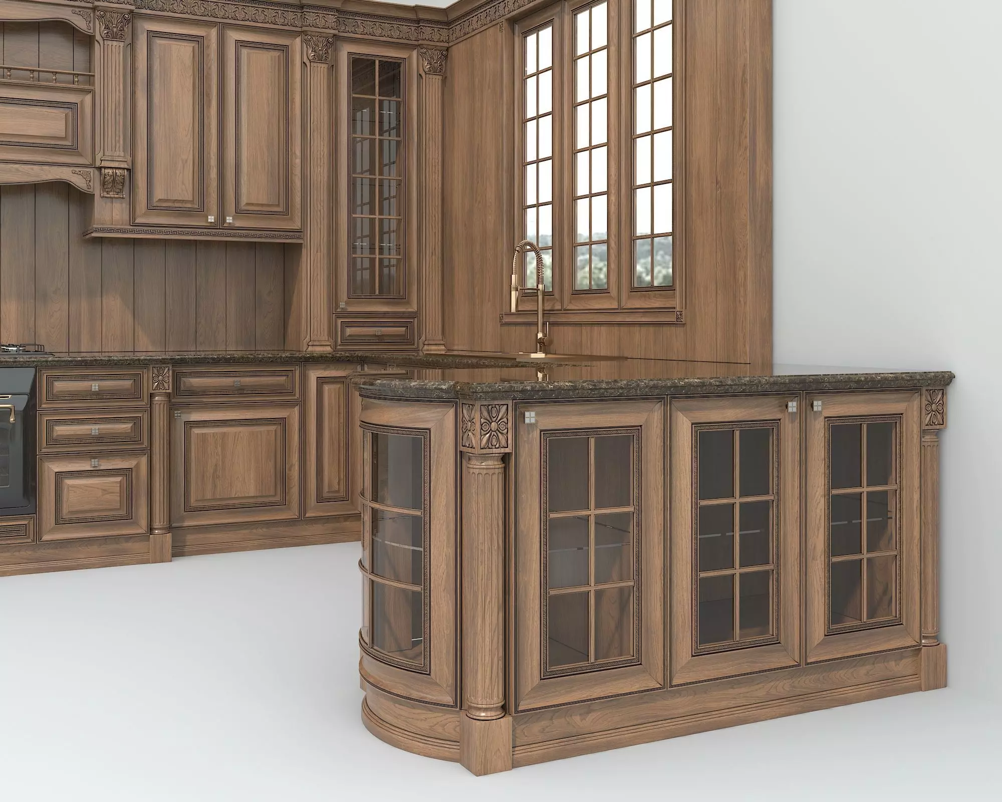 Classic European style Kitchen Cabinet 24 3D model_5