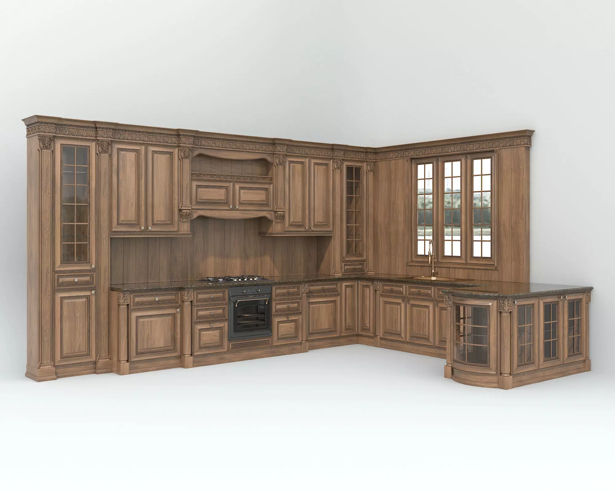 Classic European style Kitchen Cabinet 24 3D model_0
