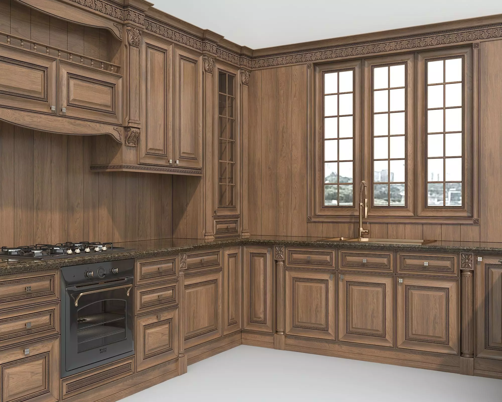 Classic European style Kitchen Cabinet 24 3D model_6
