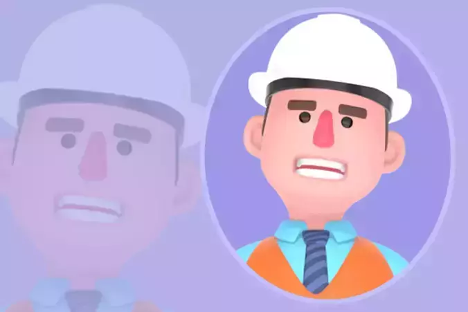 Stylized 3D Male Architect Character - Cartoon Builder