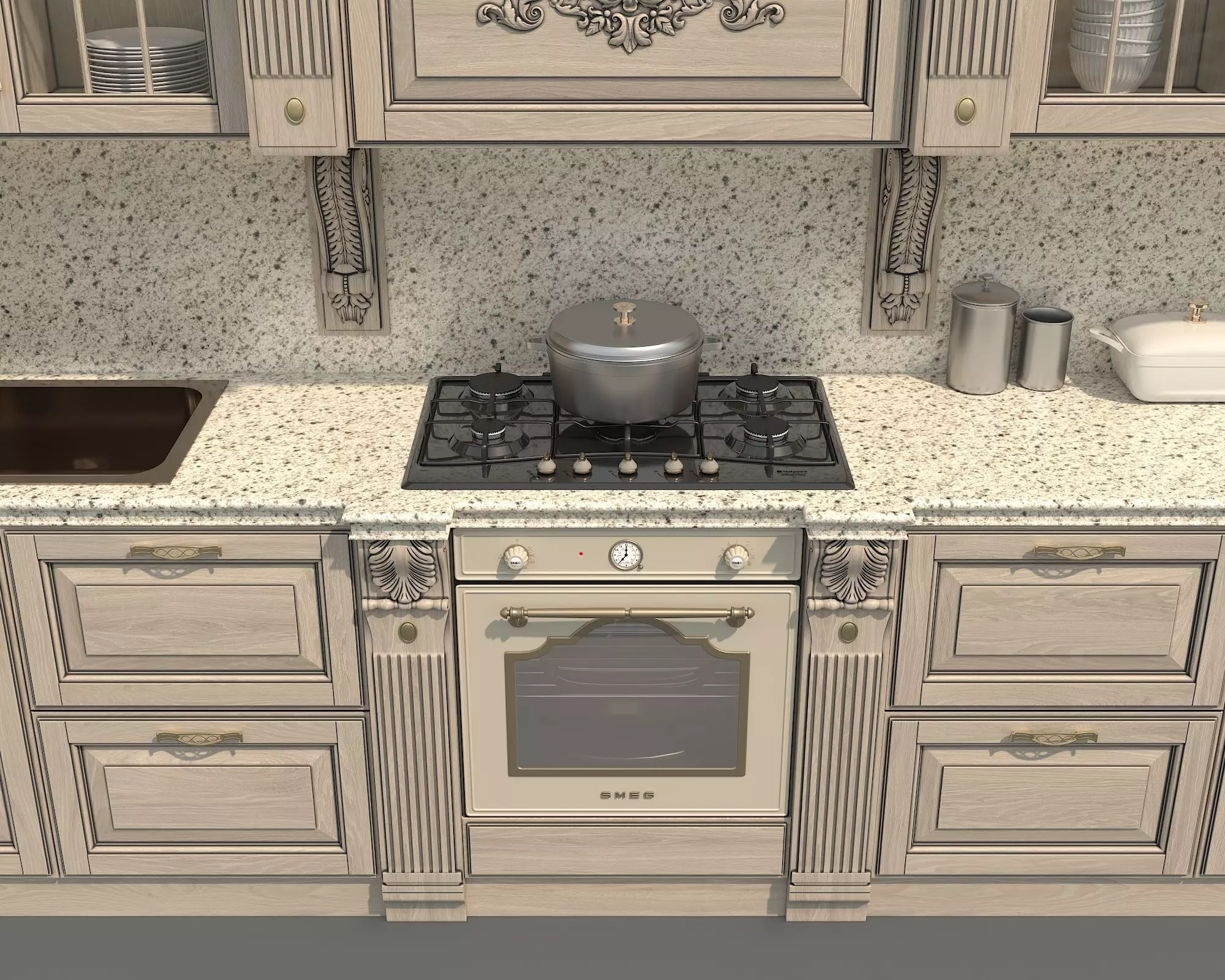 Classic European style Kitchen Cabinet 25 3D model_8