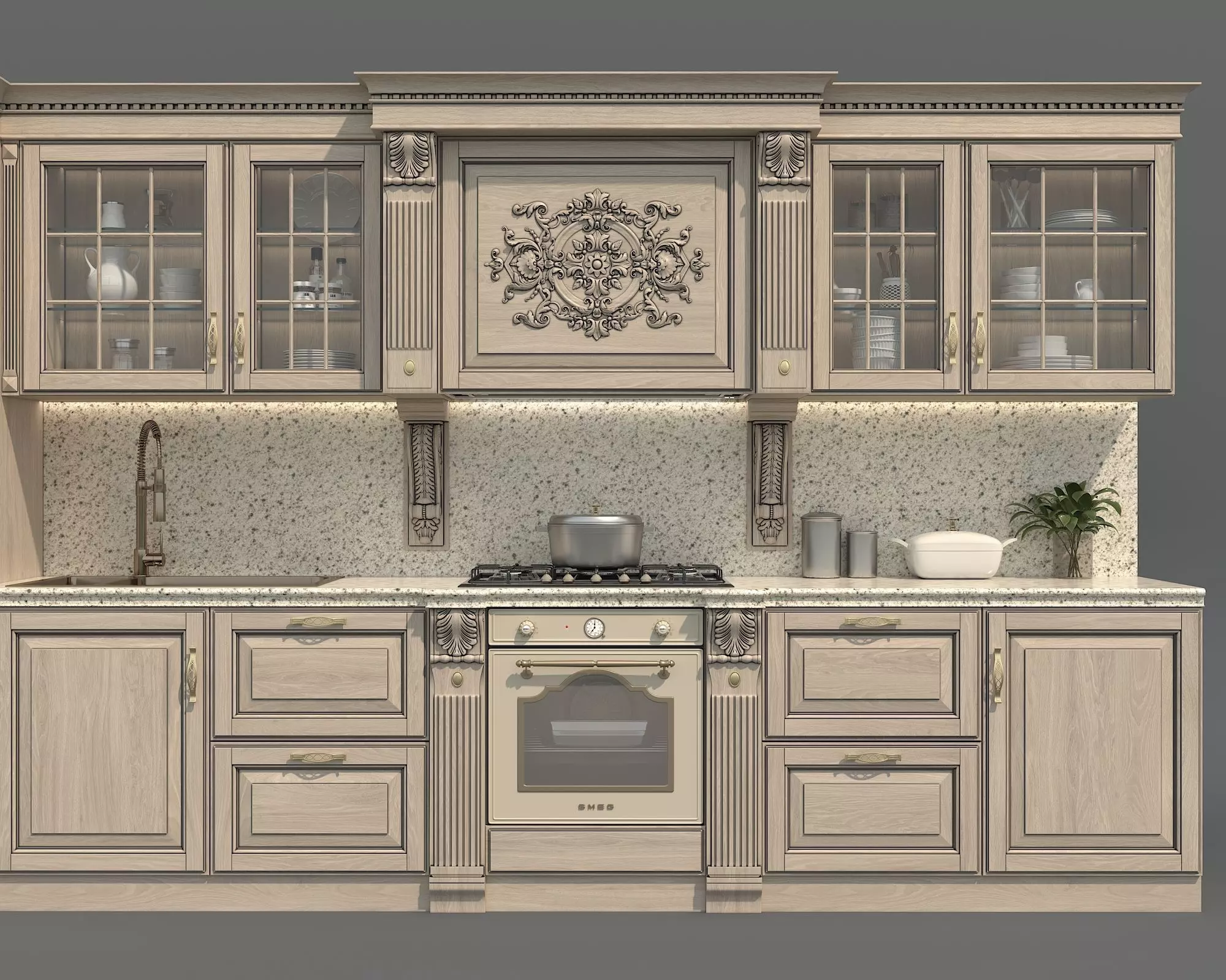 Classic European style Kitchen Cabinet 25 3D model_2