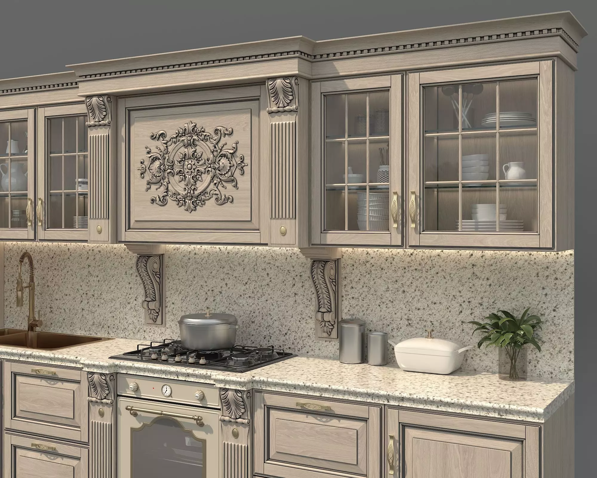 Classic European style Kitchen Cabinet 25 3D model_5