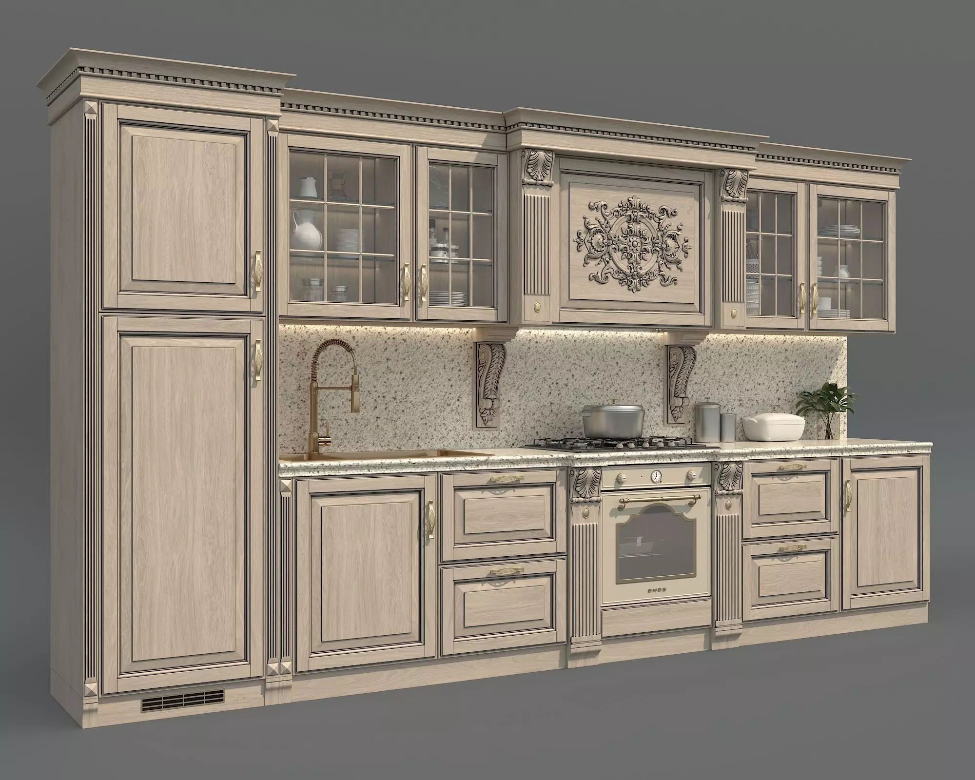 Classic European style Kitchen Cabinet 25 3D model_1