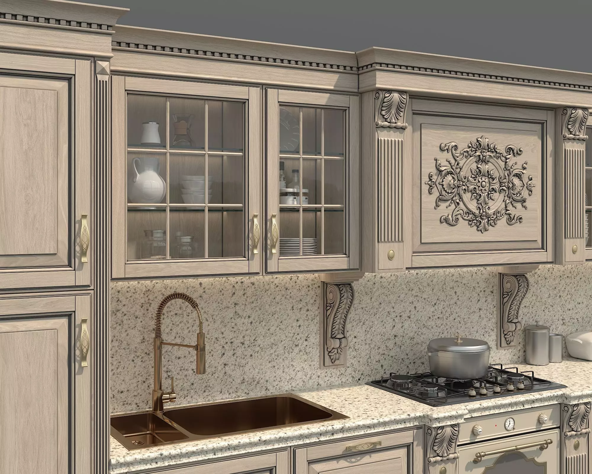 Classic European style Kitchen Cabinet 25 3D model_6