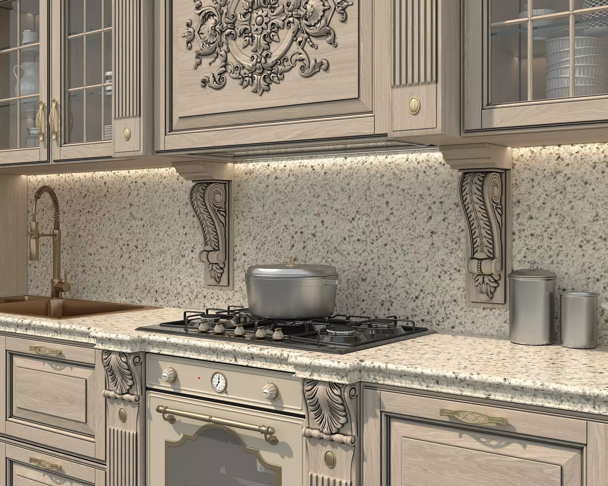 Classic European style Kitchen Cabinet 25 3D model_3