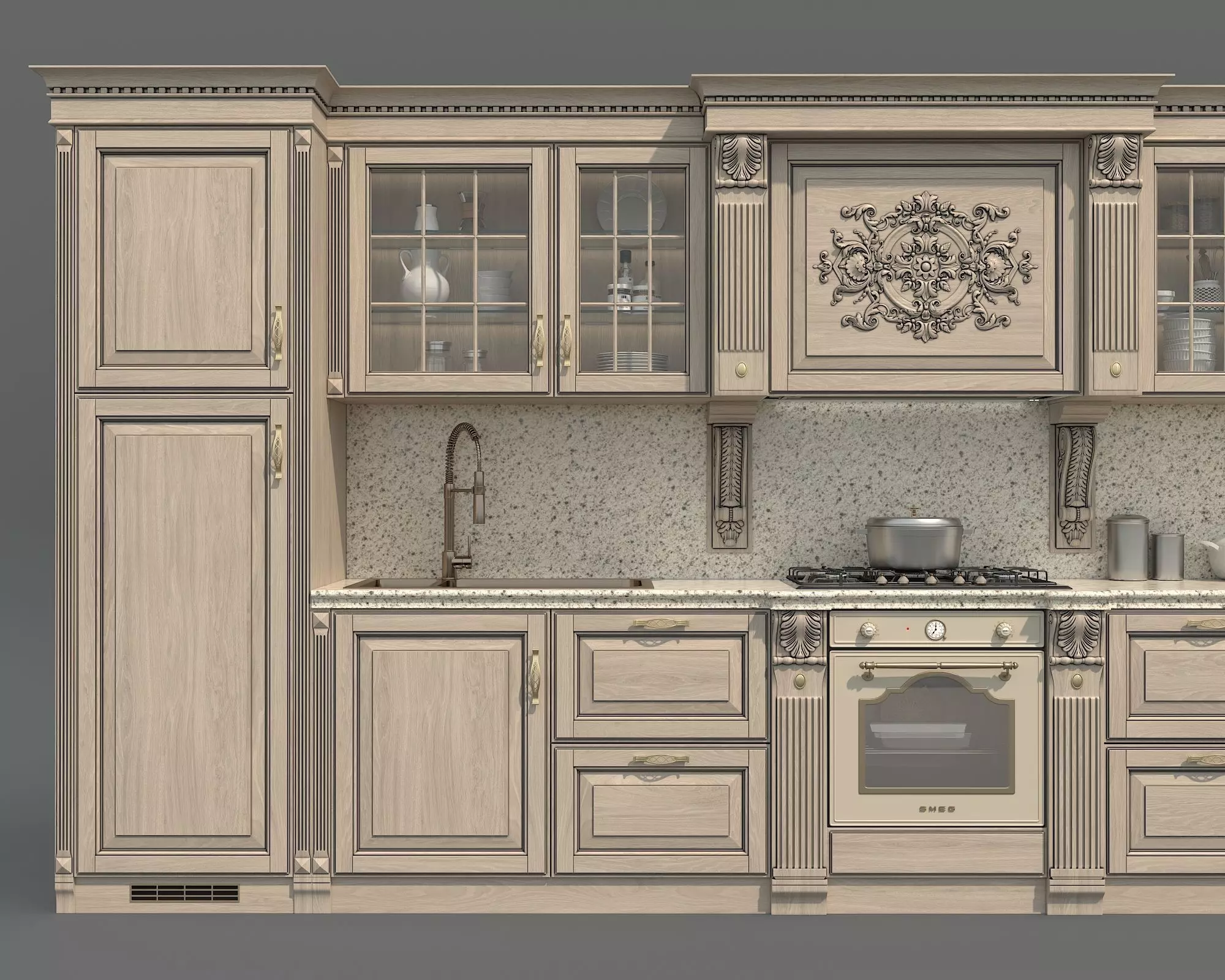 Classic European style Kitchen Cabinet 25 3D model_4