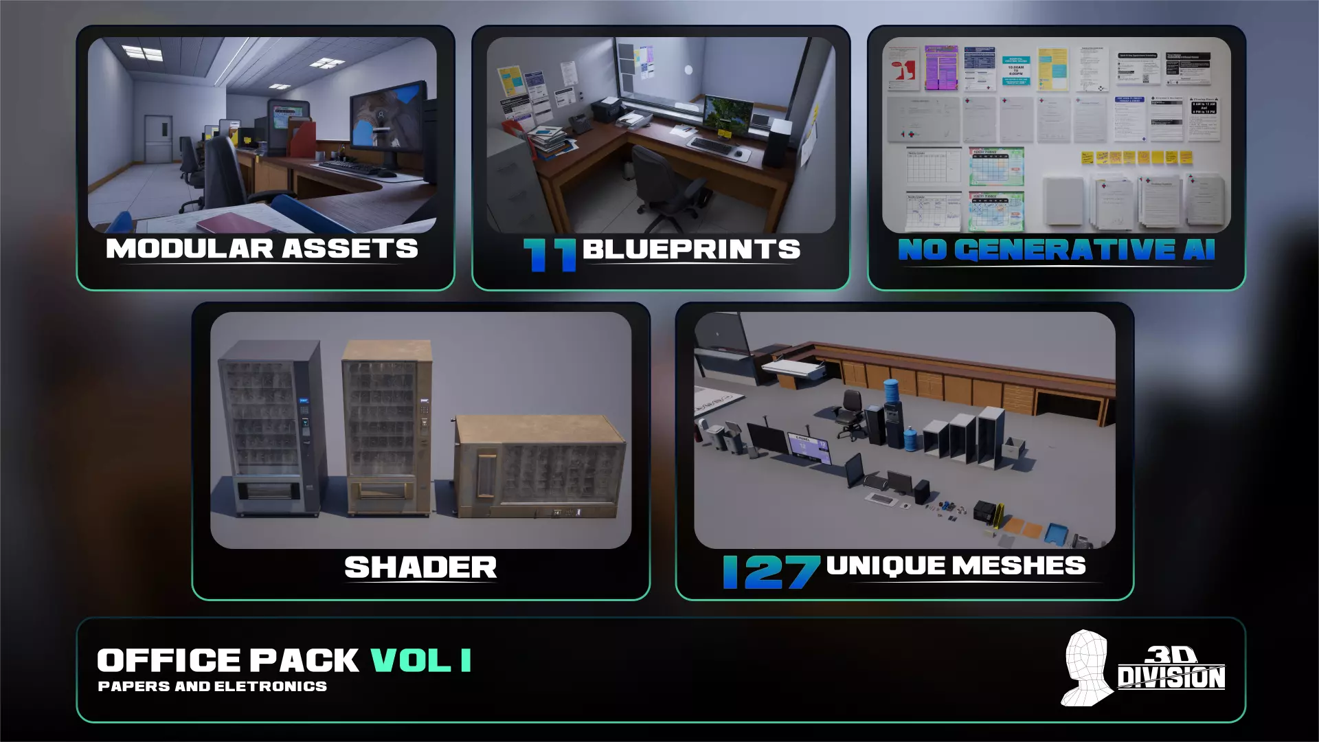 Office Pack - VOL 1 - PBR Game Ready Low-poly 3D model_4