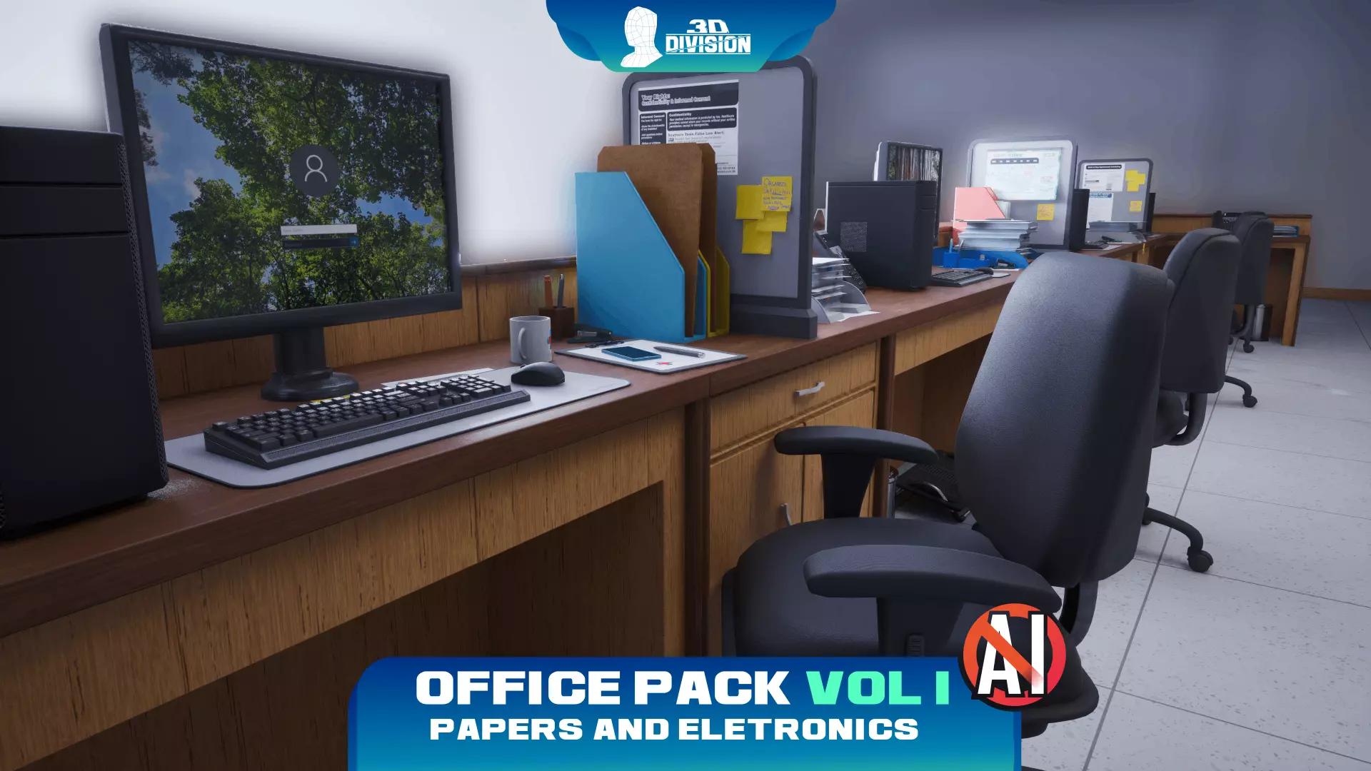 Office Pack - VOL 1 - PBR Game Ready Low-poly 3D model_0