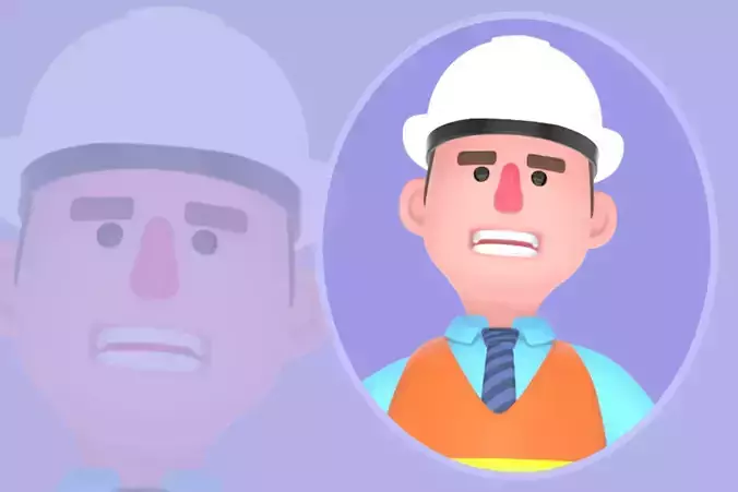 Stylized 3D Male Architect Character - Cartoon Angry Pose