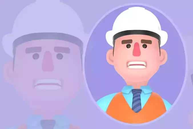 Stylized 3D Male Architect Character-Cartoon Angry Sledgehammer