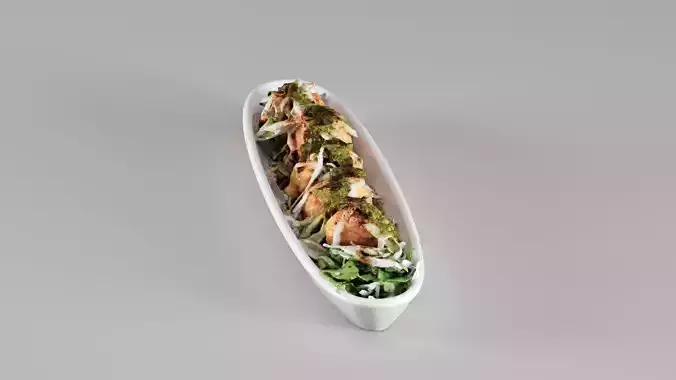 S00102 Takoyaki Appetizer Food 3D model 7