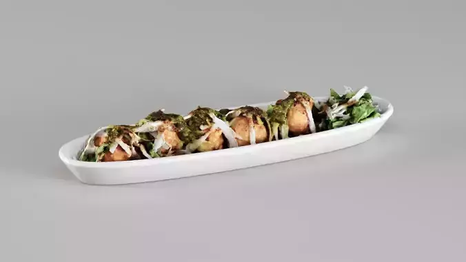 S00102 Takoyaki Appetizer Food 3D model 3