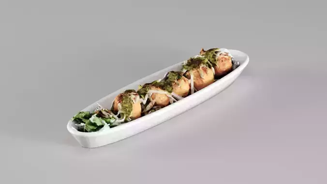 S00102 Takoyaki Appetizer Food 3D model 6
