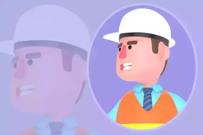 3D Cartoon Male Architect Character - Angry Explaining Pose