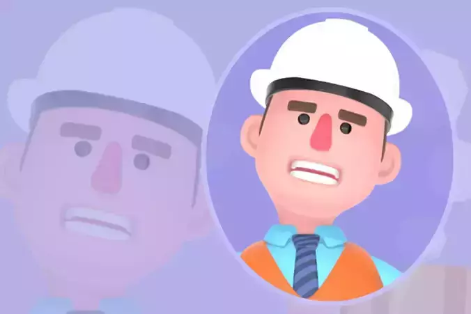 3D Cartoon Male Architect Character - Frustrated Coffee Pose