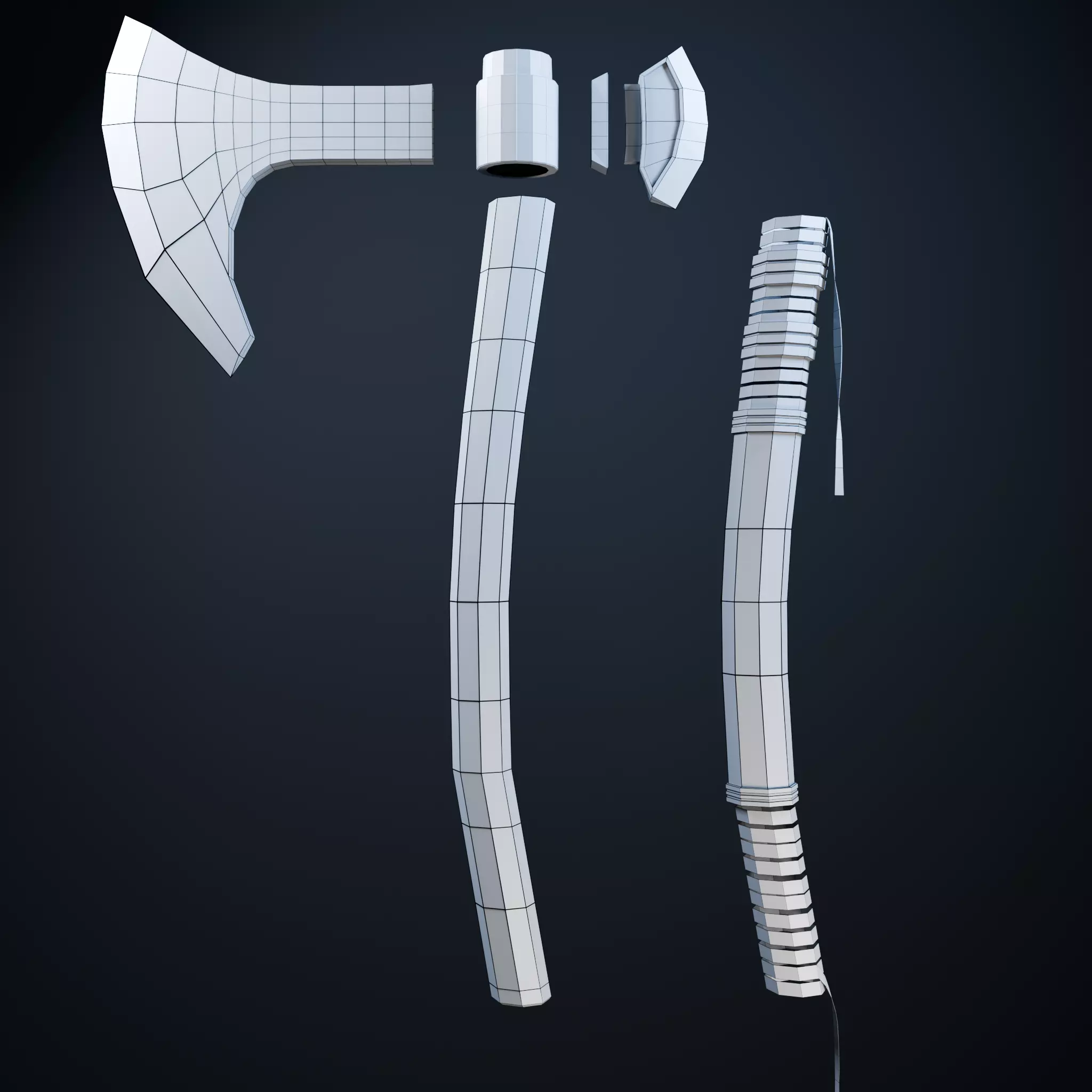 Battle Axe Low-poly 3D model_5