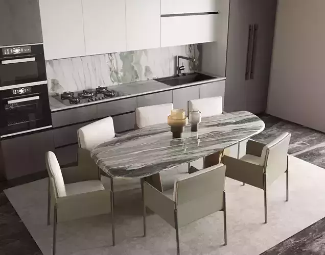 Italian light luxury style dining table and chairs