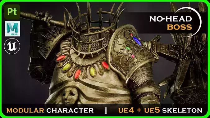 Fat Knight - Headless Executioner - Game-ready Character Low-poly 3D model Fat Knight - Headless Executioner - Game-ready Character Low-poly 3D model