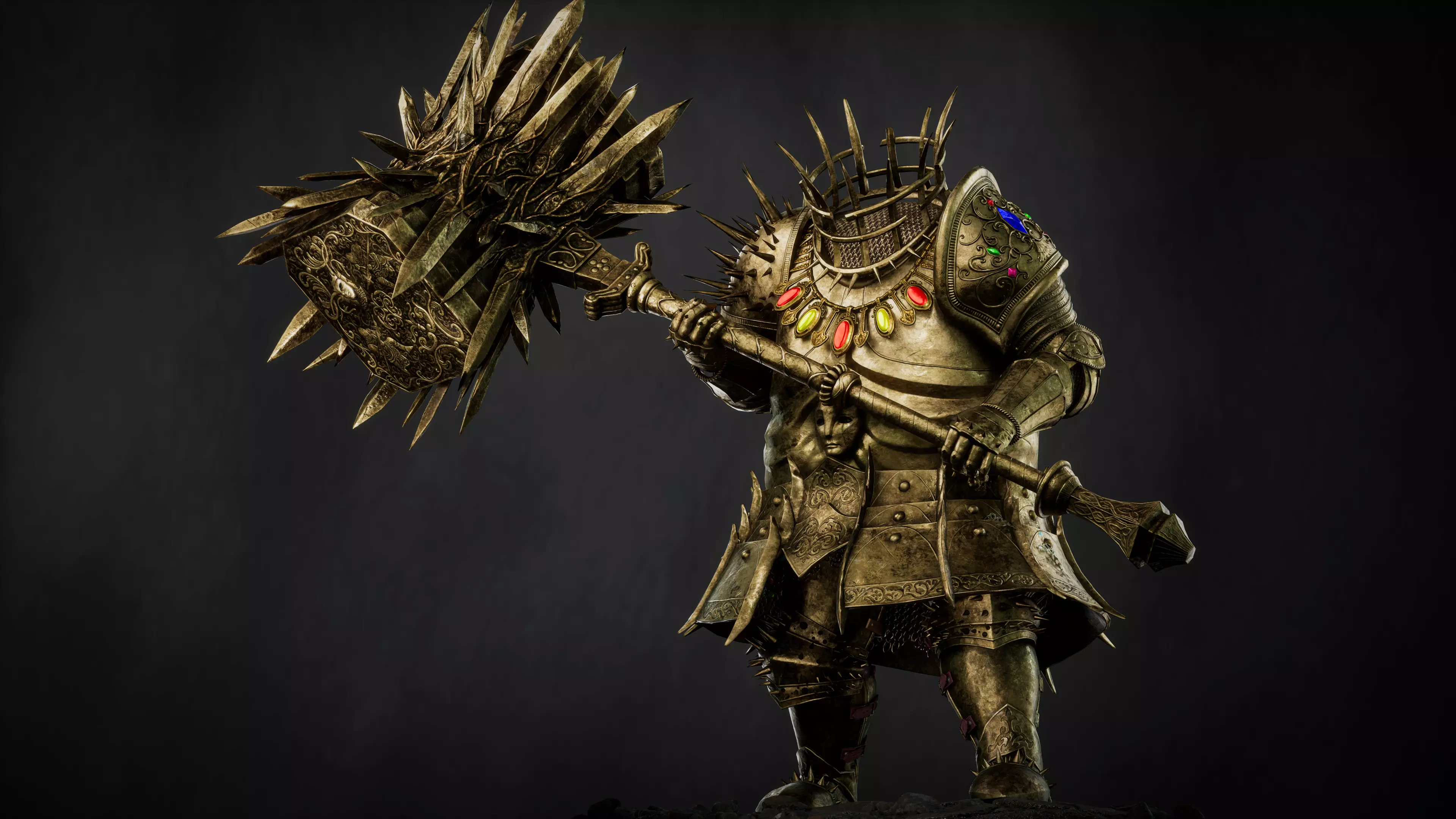 Fat Knight - Headless Executioner - Game-ready Character Low-poly 3D model_11