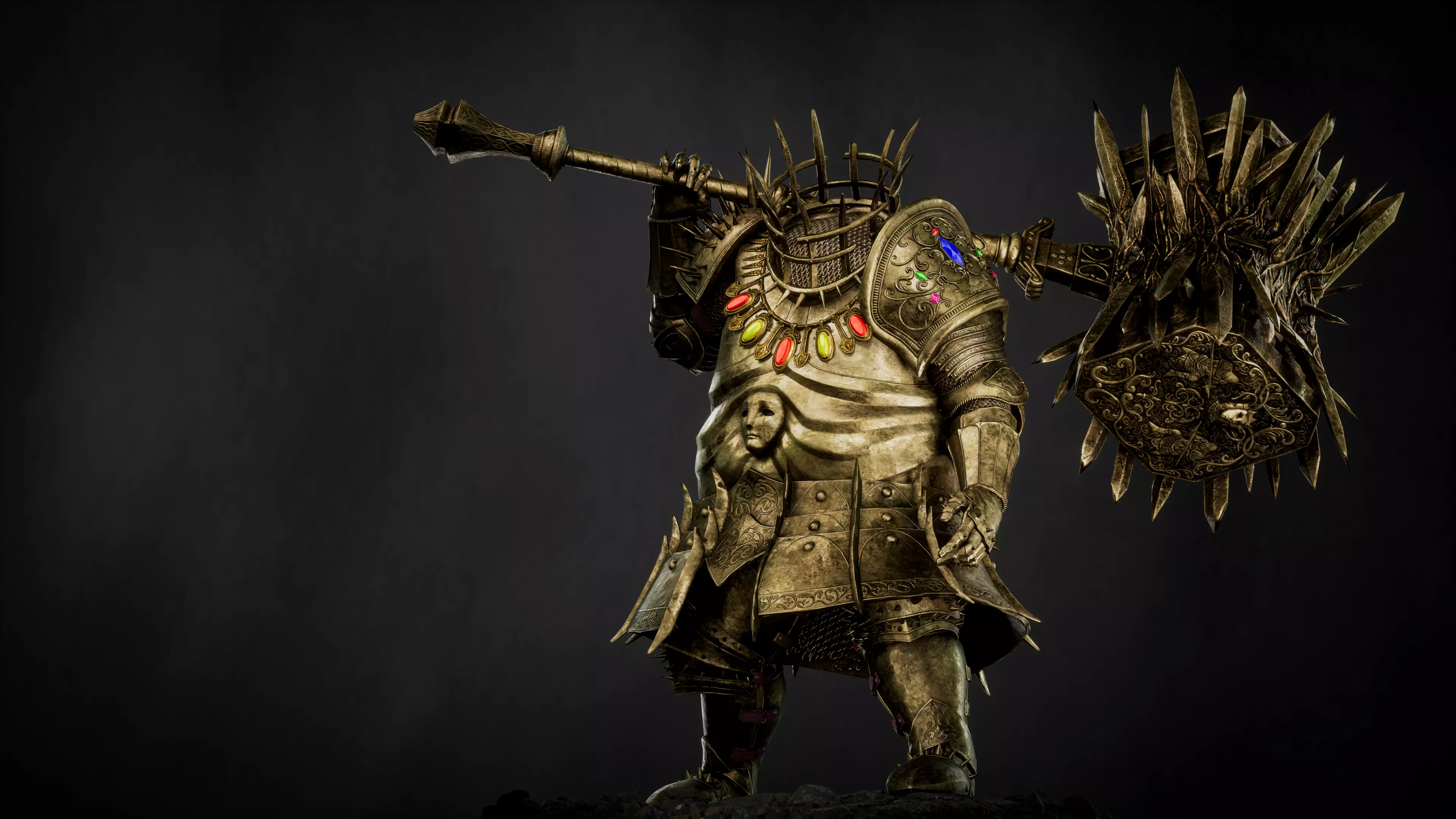 Fat Knight - Headless Executioner - Game-ready Character Low-poly 3D model_15