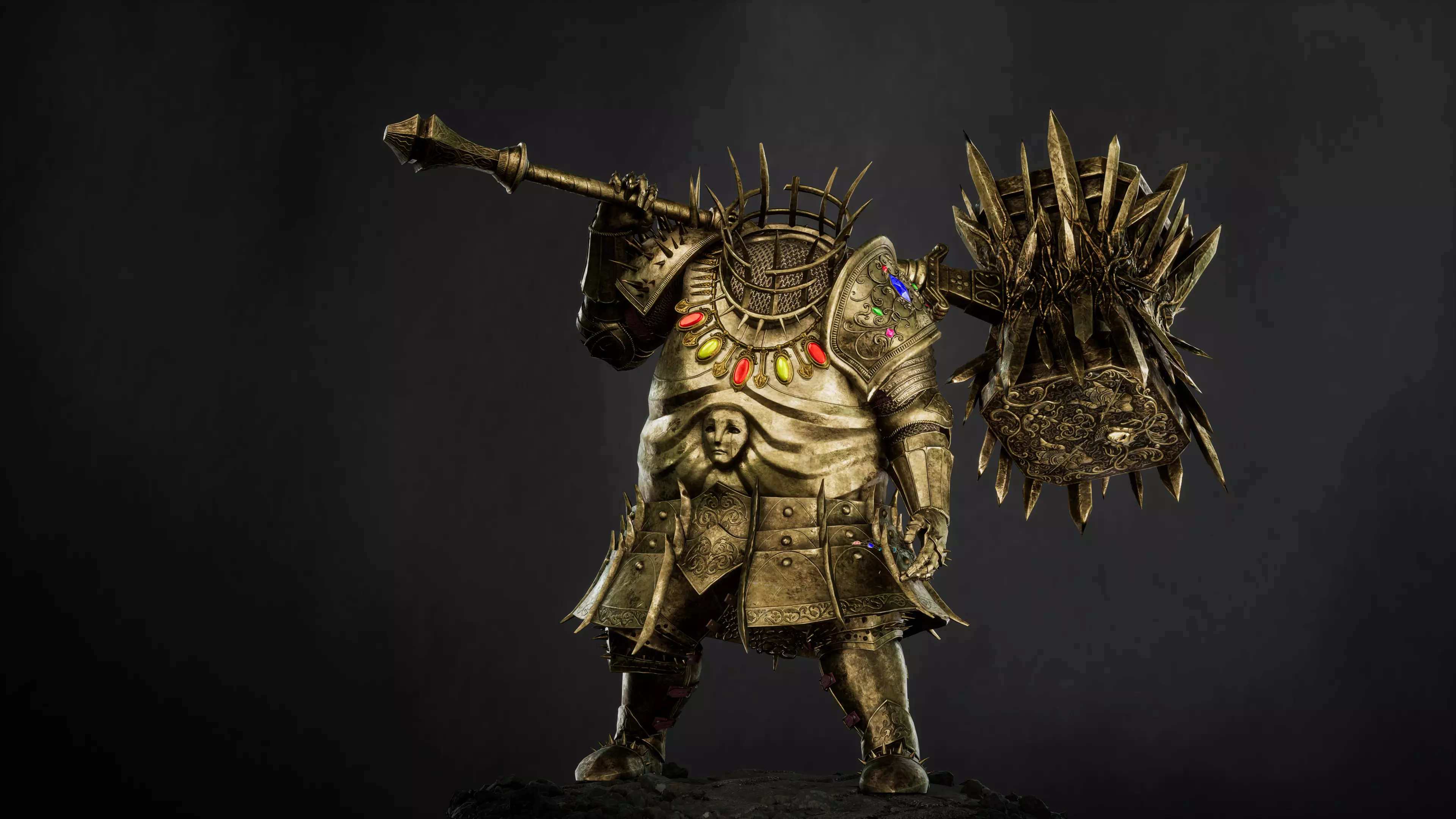 Fat Knight - Headless Executioner - Game-ready Character Low-poly 3D model_13